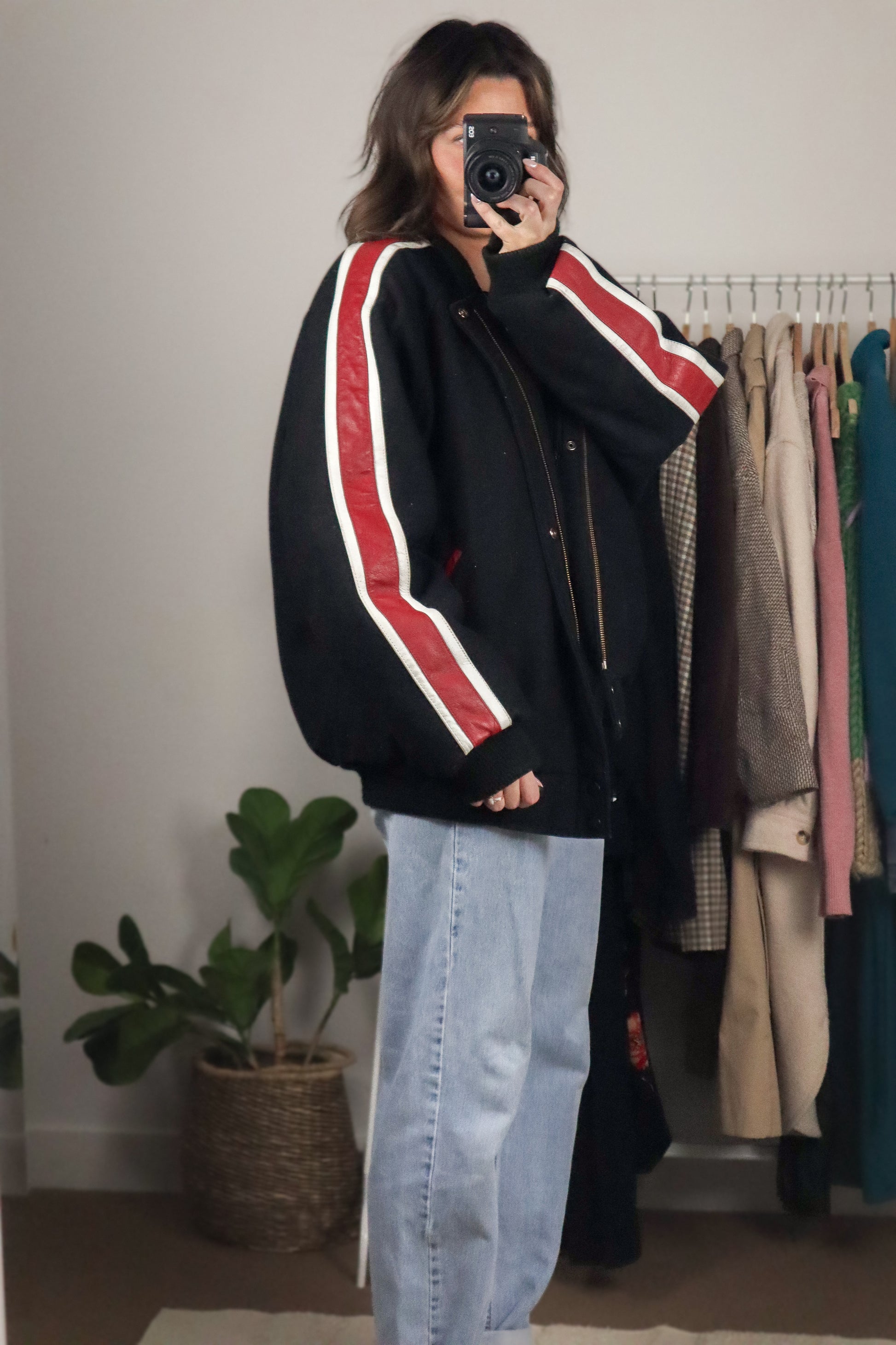 Vintage x Wool & Leather Bomber Coat (L)