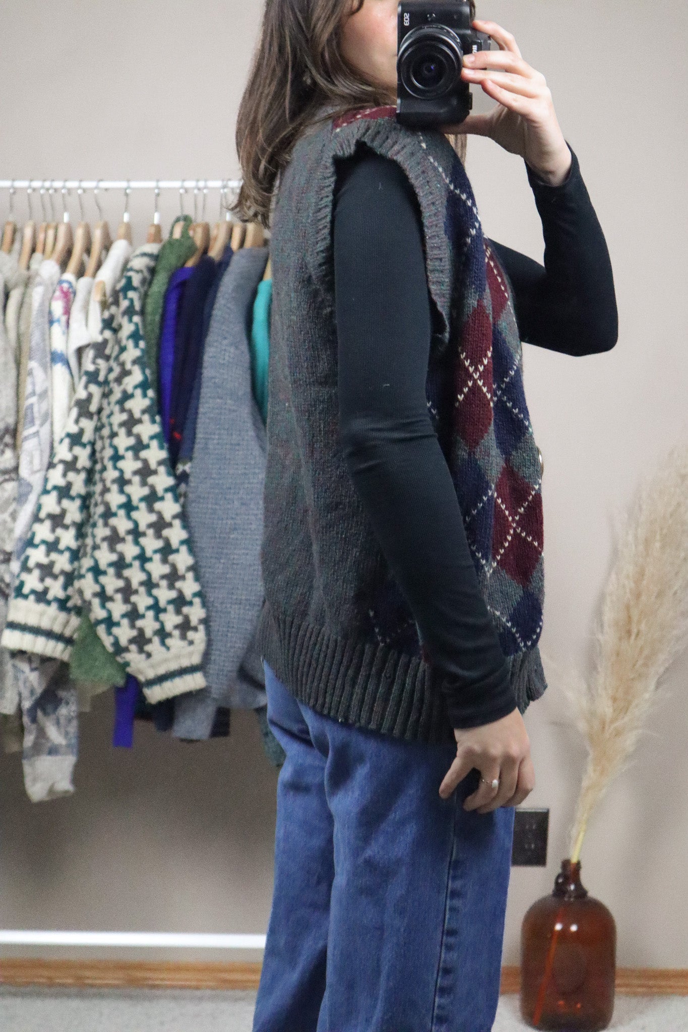 Vintage x Wool Argyle Vest (L)
