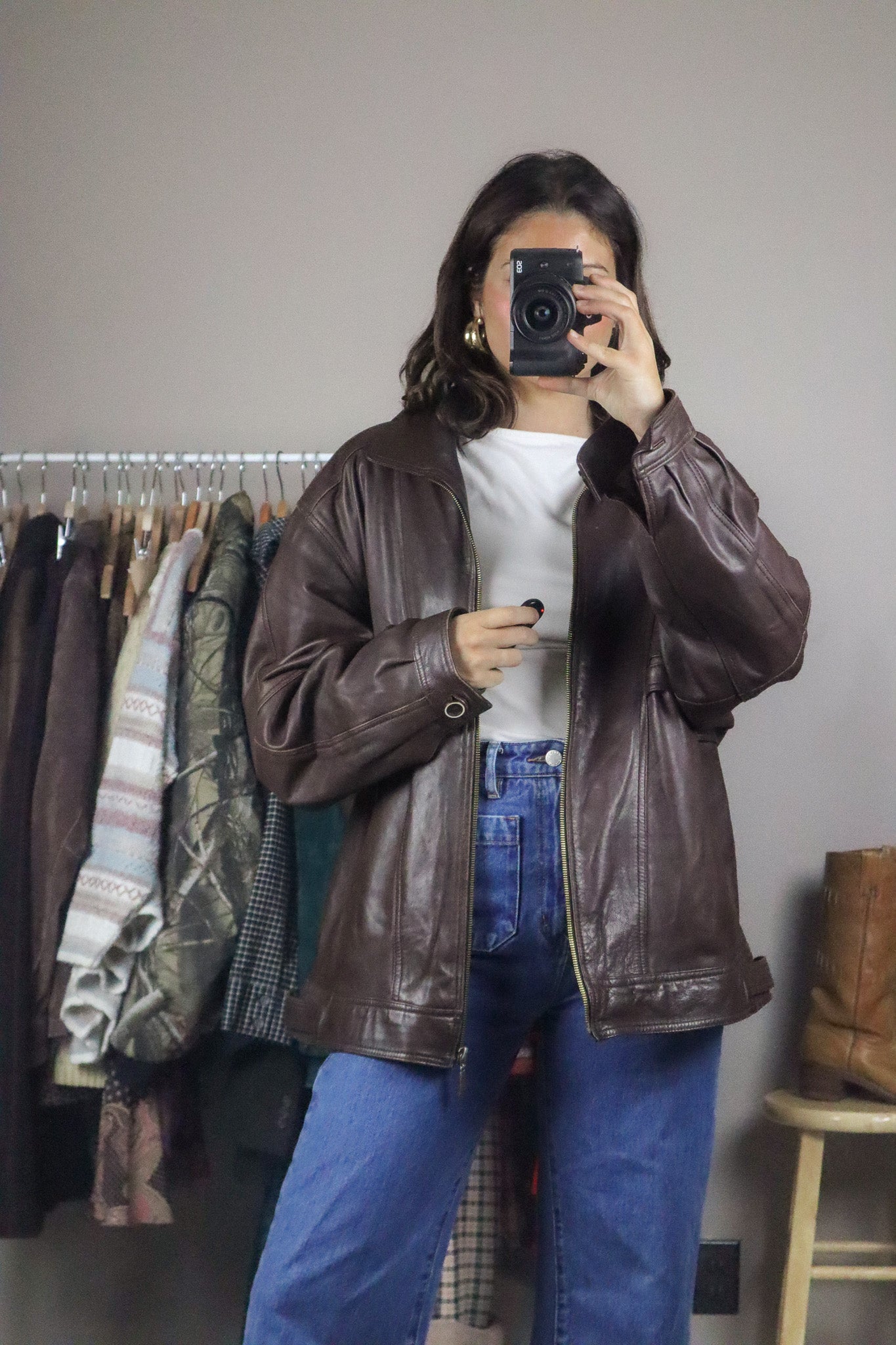 Vintage x Leather Bomber Jacket (L)
