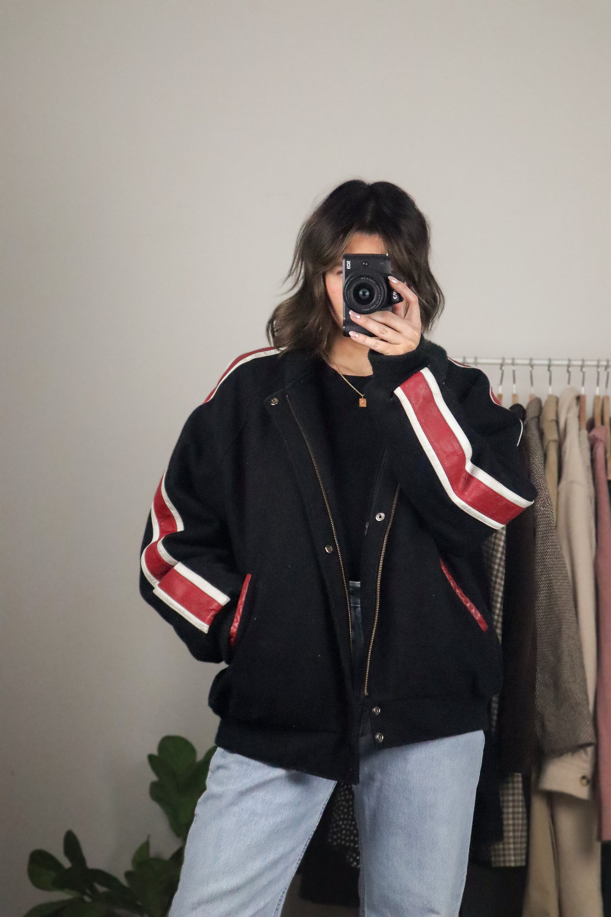 Vintage x Wool & Leather Bomber Coat (L)