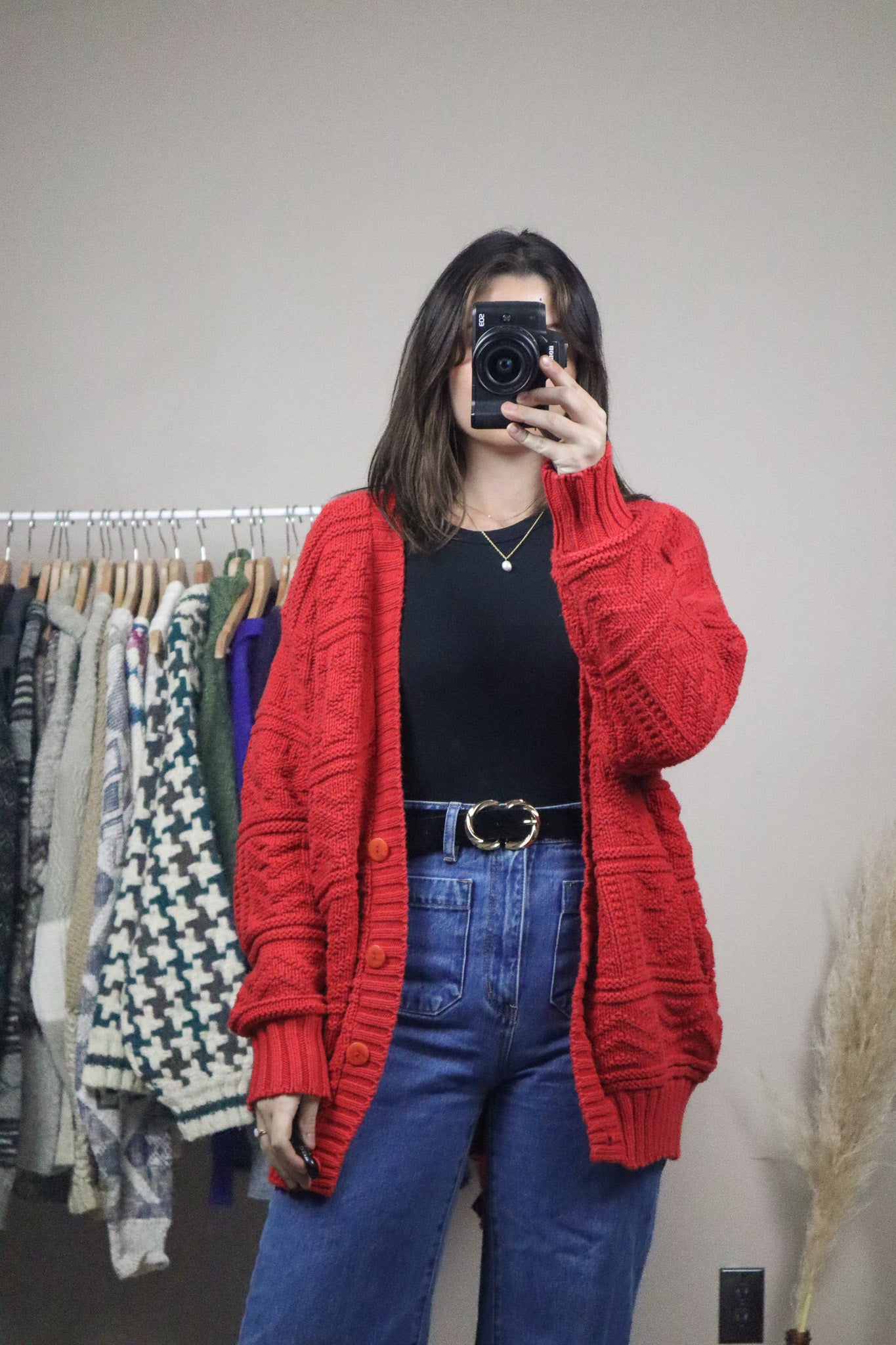 Made in Canada x Vintage x Chunky Textured Knit Cardigan (L)