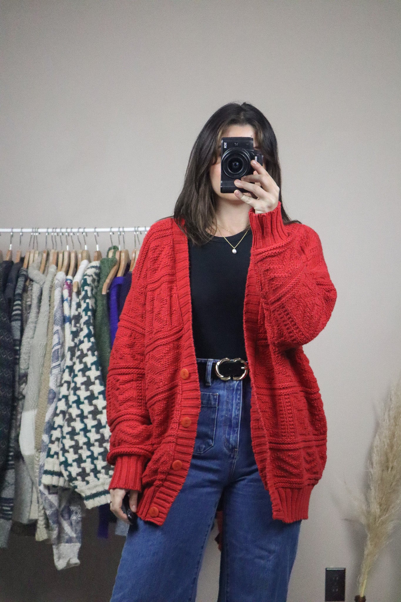 Made in Canada x Vintage x Chunky Textured Knit Cardigan (L)