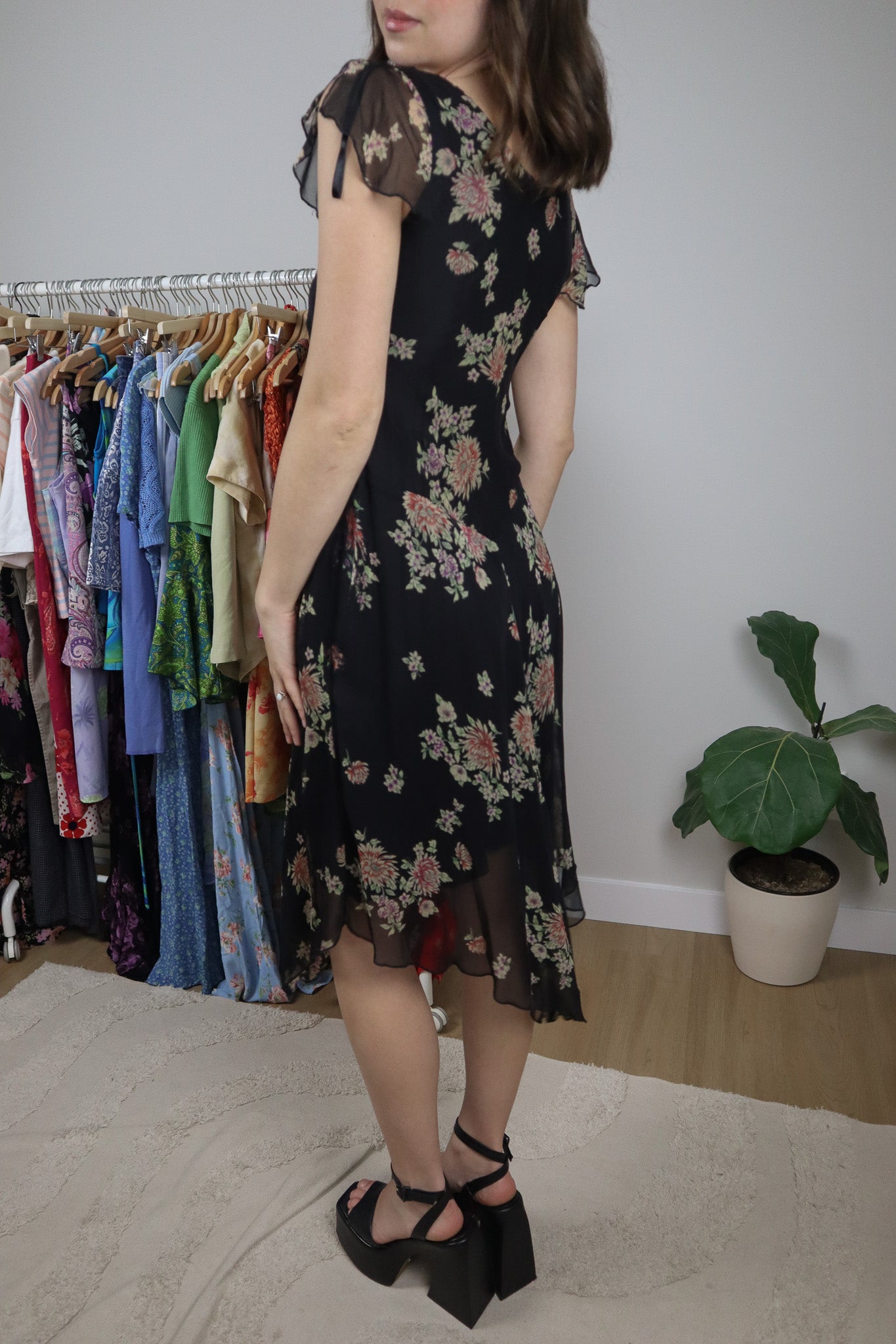 Vintage x Silk Floral Drop Waist Midi Dress (6/8)