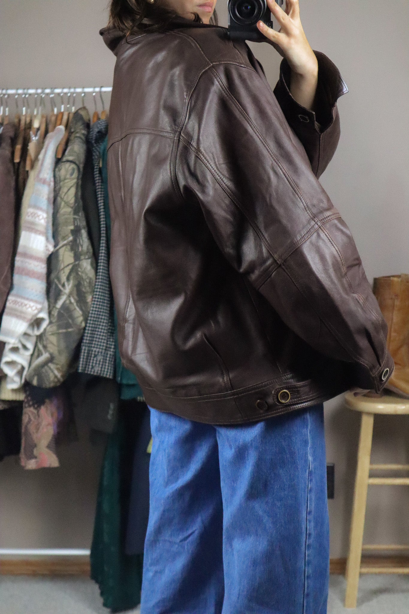 Vintage x Leather Bomber Jacket (L)