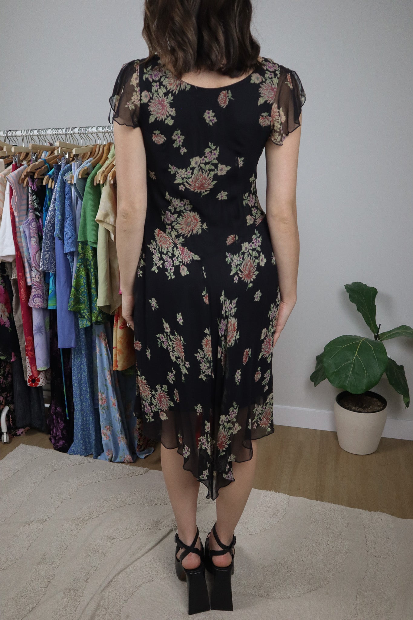 Vintage x Silk Floral Drop Waist Midi Dress (6/8)