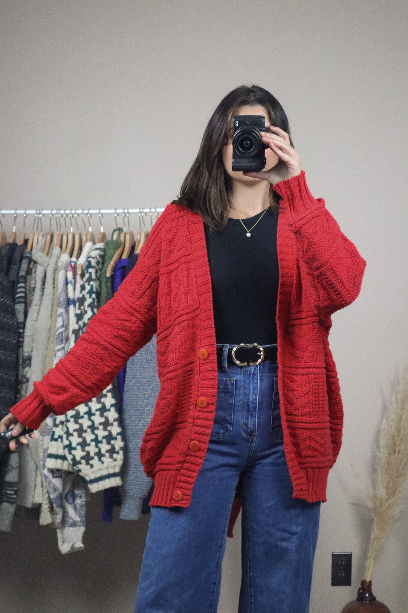Made in Canada x Vintage x Chunky Textured Knit Cardigan (L)
