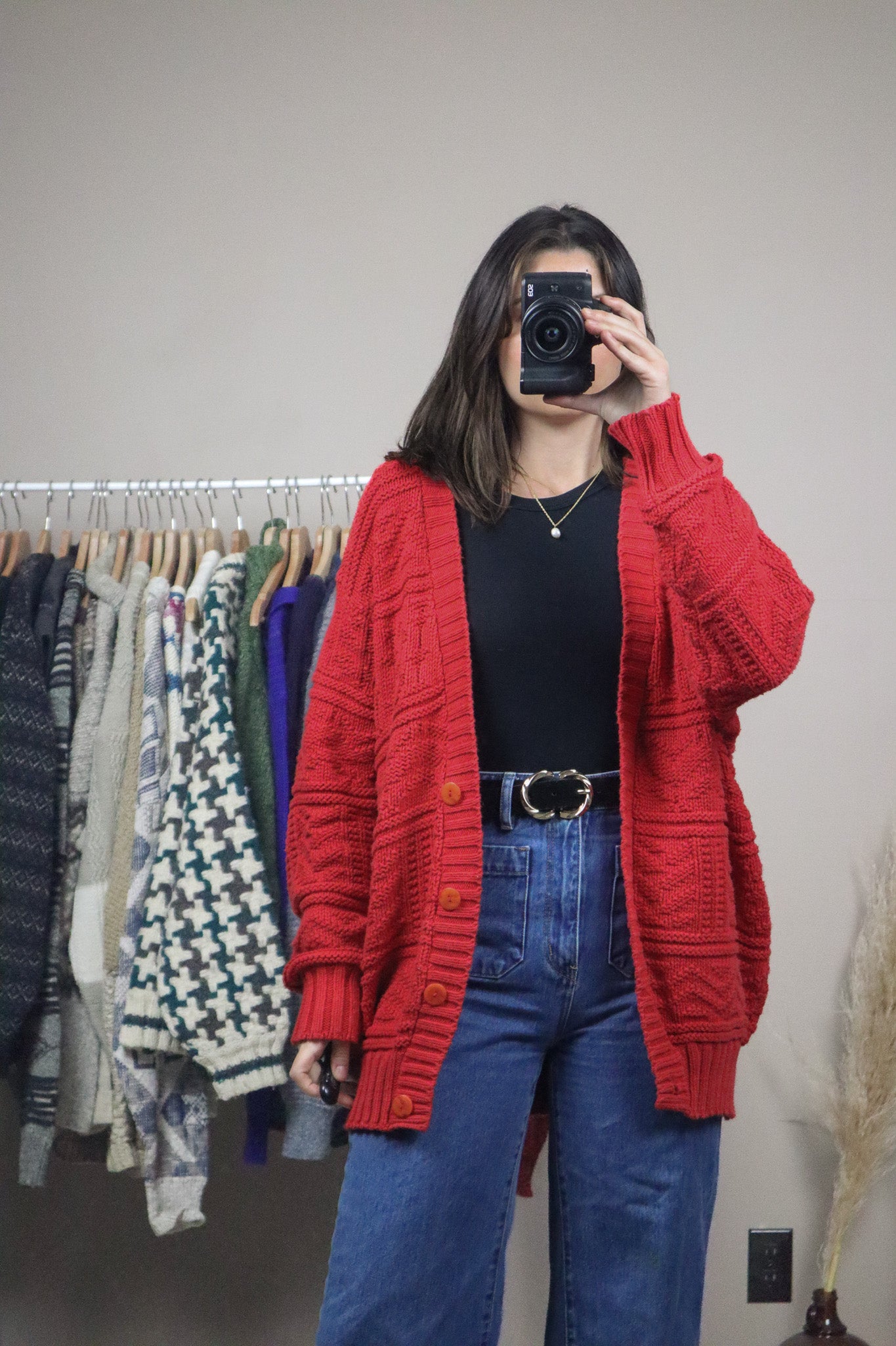Made in Canada x Vintage x Chunky Textured Knit Cardigan (L)