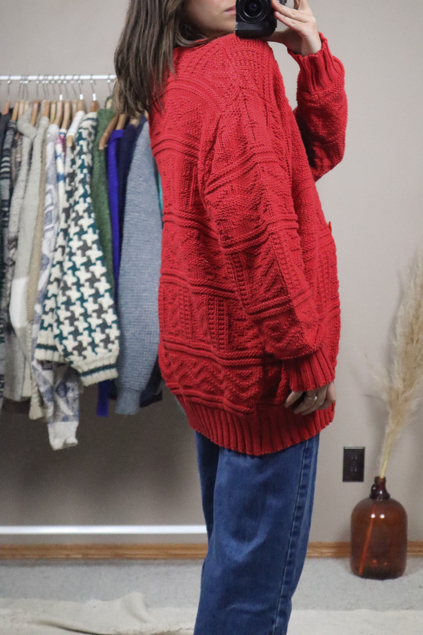 Made in Canada x Vintage x Chunky Textured Knit Cardigan (L)