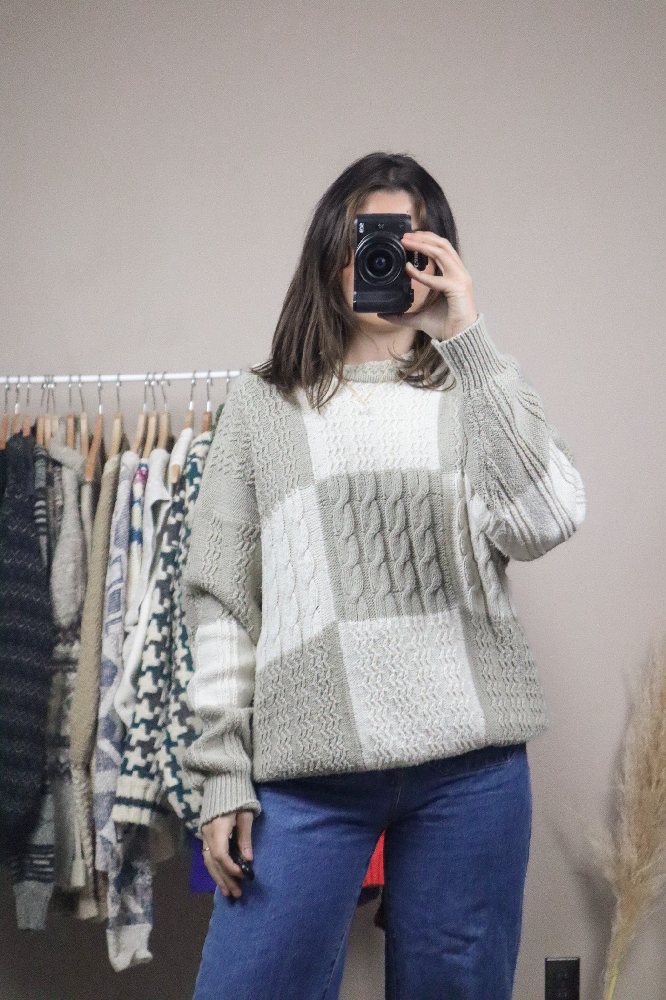 Vintage x Textured Checkered Knit (L)