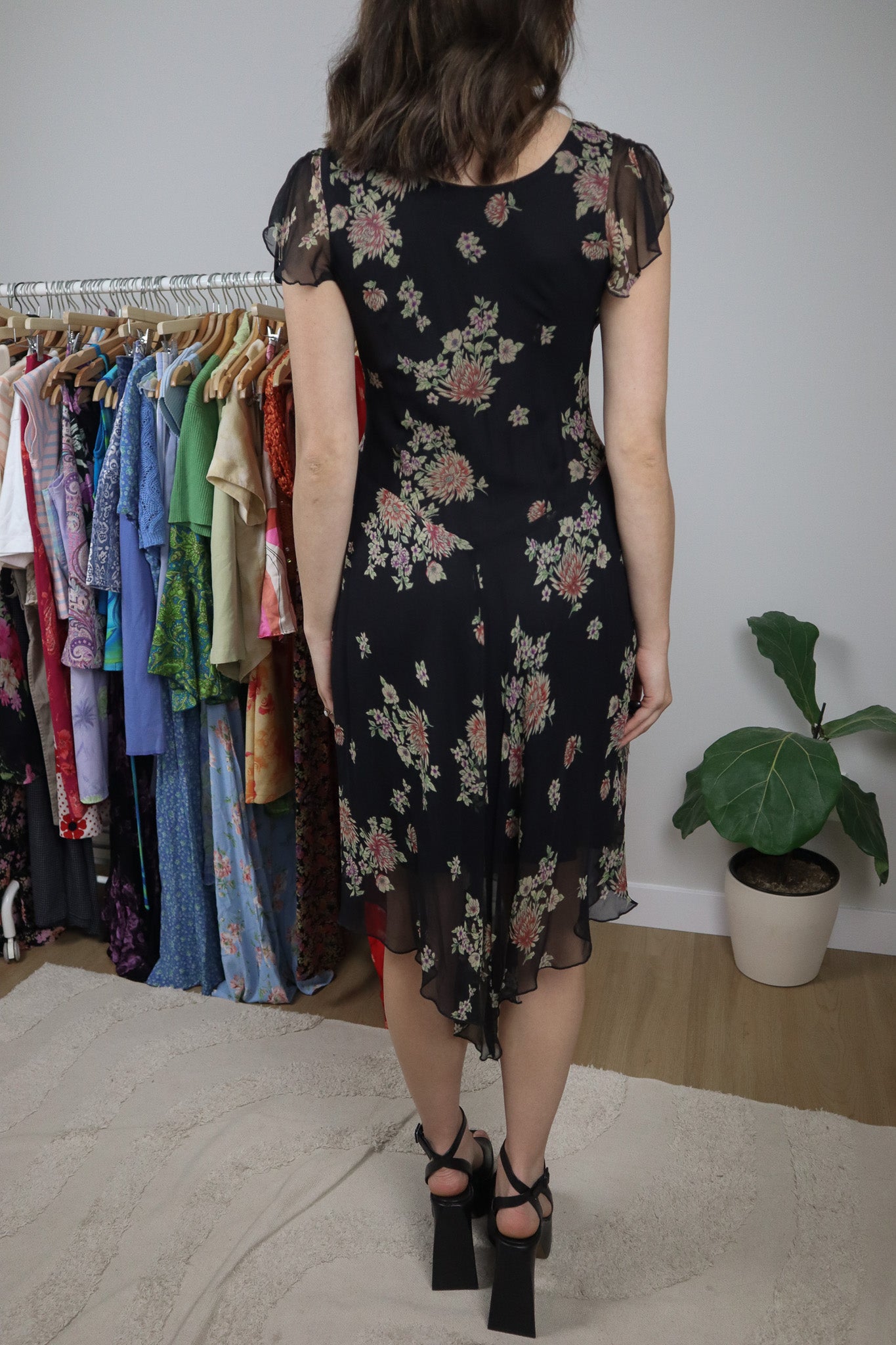 Vintage x Silk Floral Drop Waist Midi Dress (6/8)
