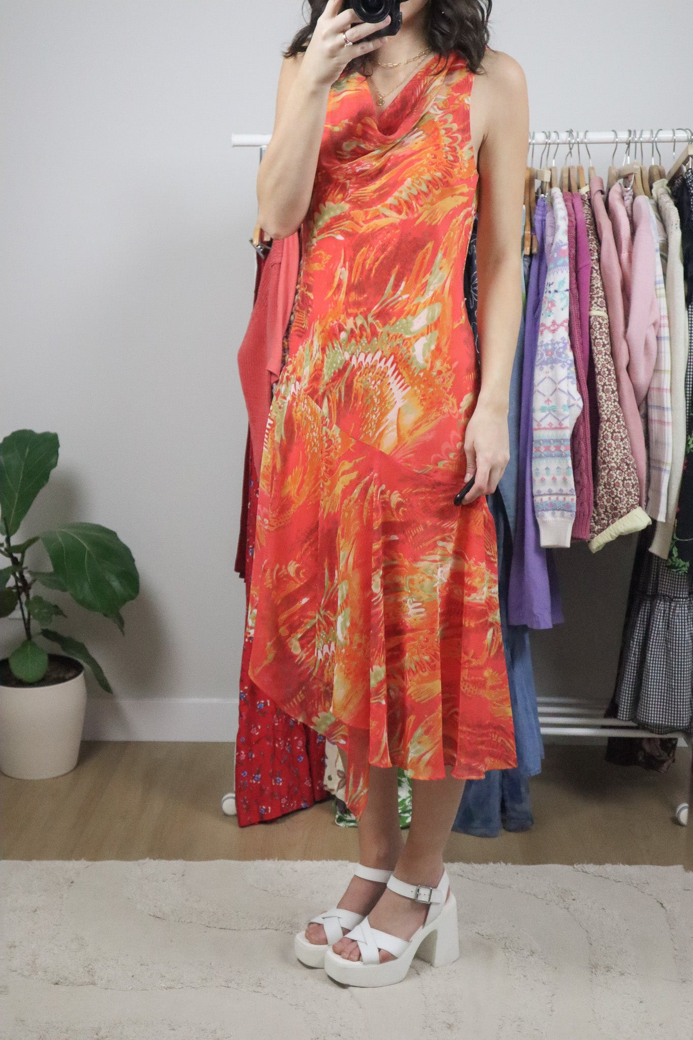 Made in Canada x Vintage x Cowl Neck Midi Dress (8)