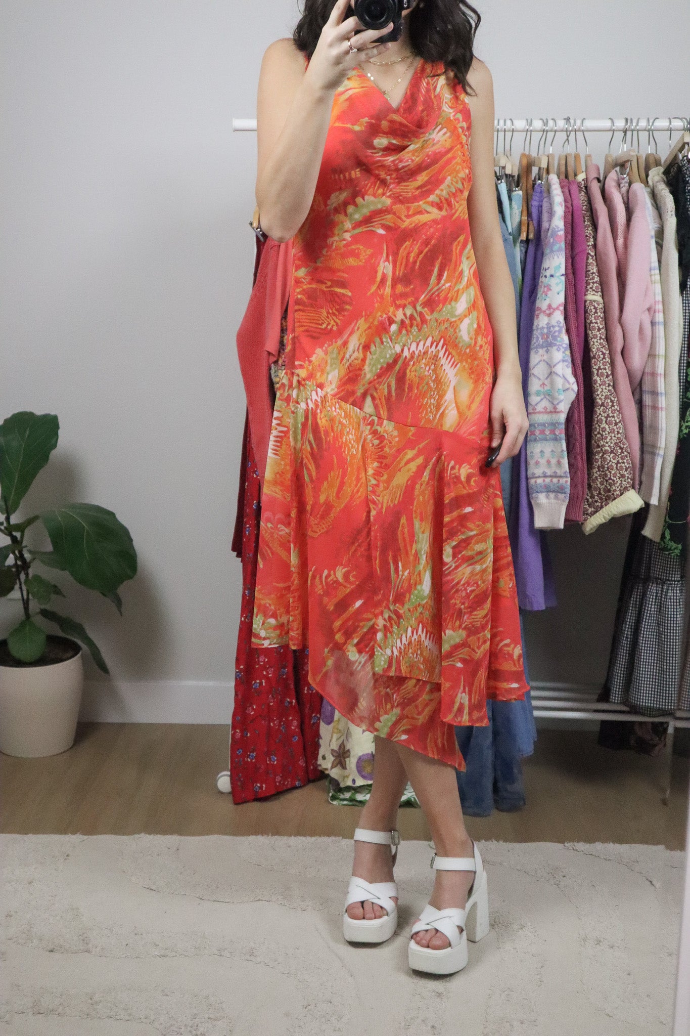 Made in Canada x Vintage x Cowl Neck Midi Dress (8)