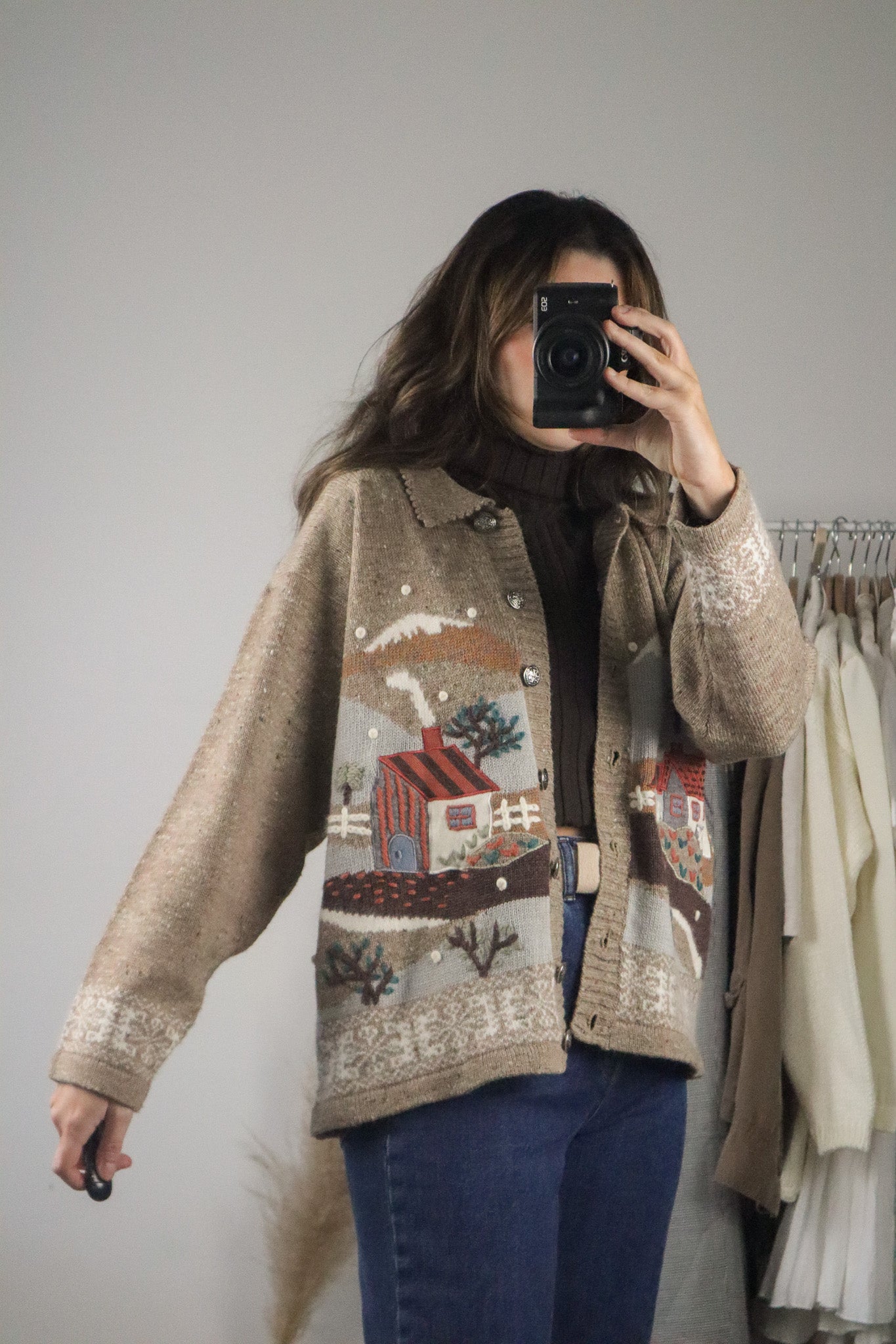 Vintage x Wool Blend Embroidered Cardi (M)