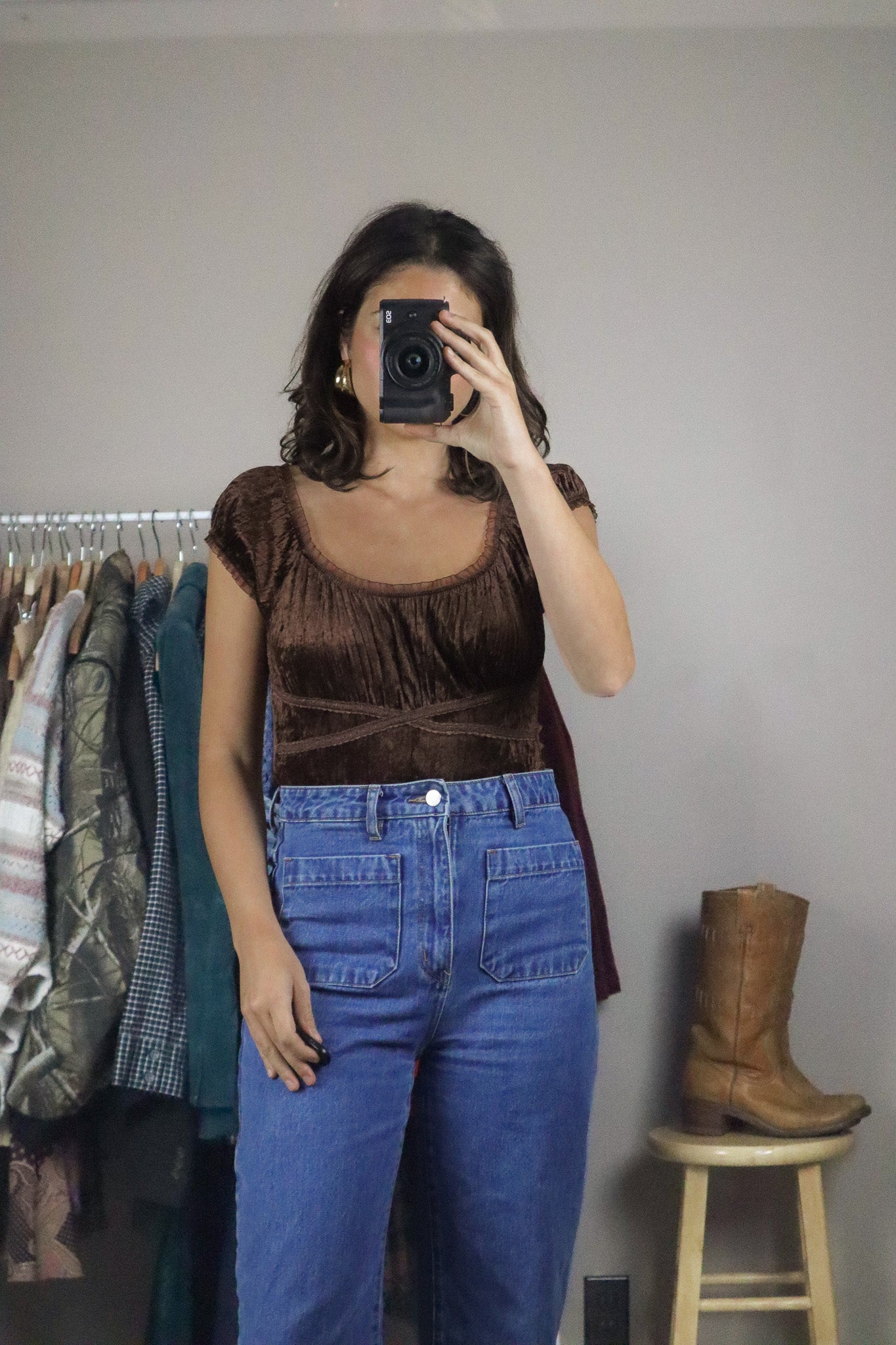 Made in USA x Vintage x Velvet Top (S/M)
