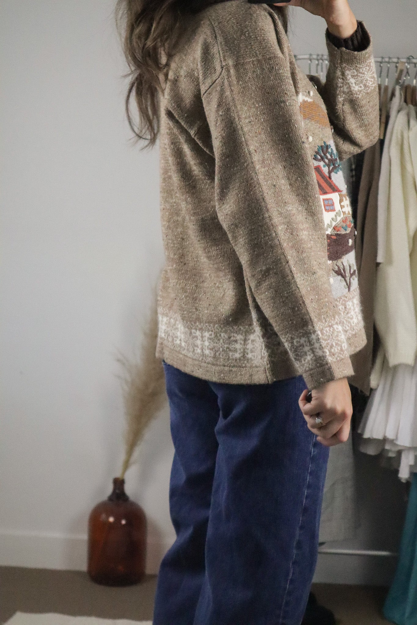 Vintage x Wool Blend Embroidered Cardi (M)