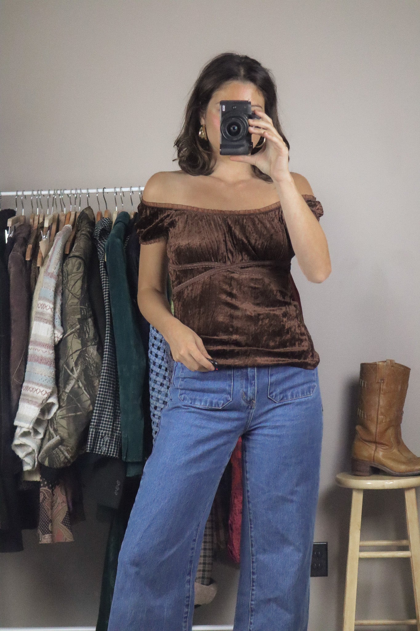Made in USA x Vintage x Velvet Top (S/M)
