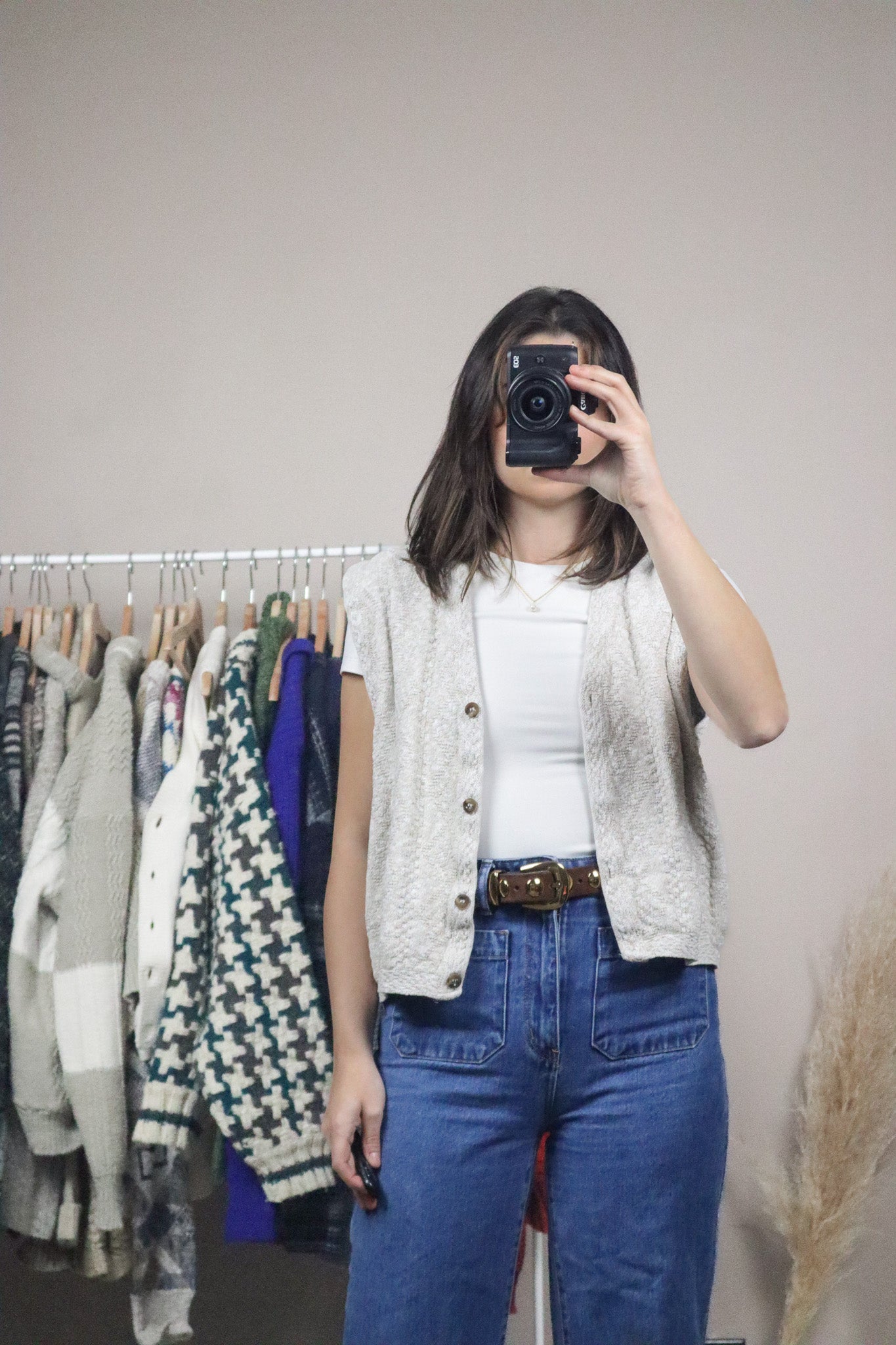 Made in USA x Vintage x Cropped Sweater Vest (M)