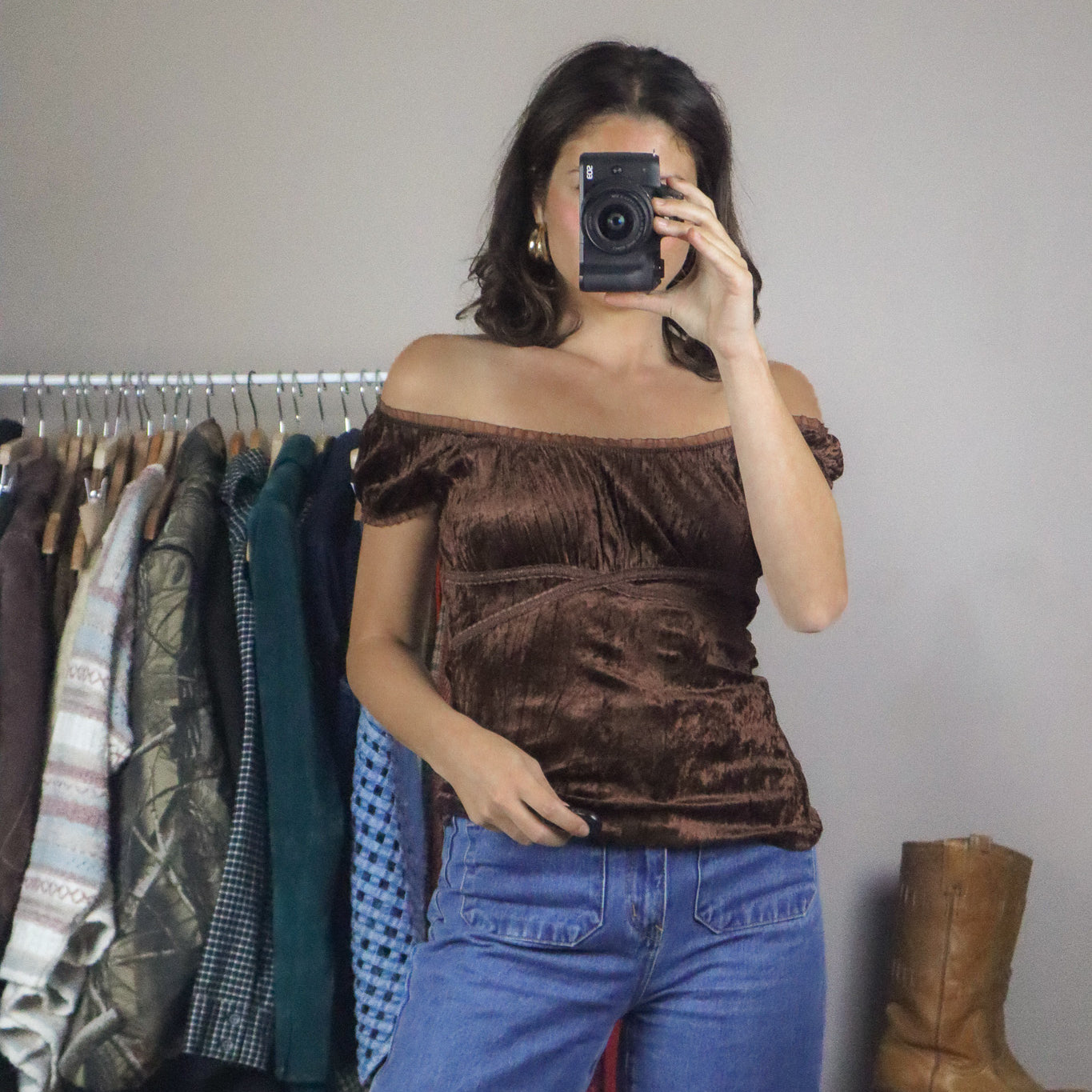 Made in USA x Vintage x Velvet Top (S/M)