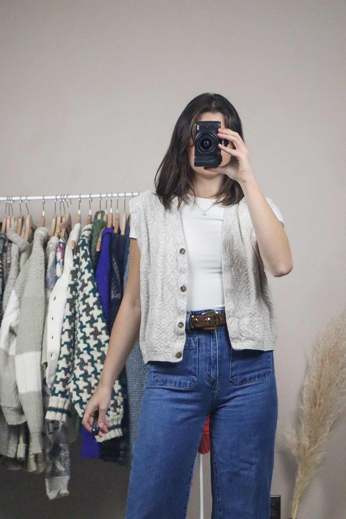 Made in USA x Vintage x Cropped Sweater Vest (M)