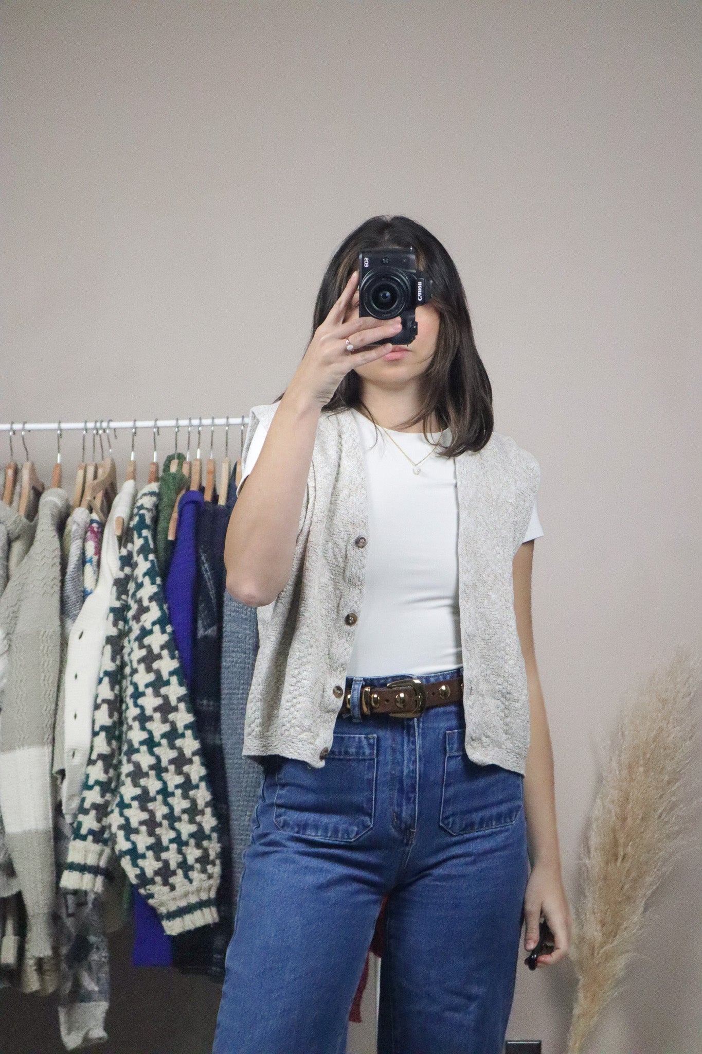 Made in USA x Vintage x Cropped Sweater Vest (M)