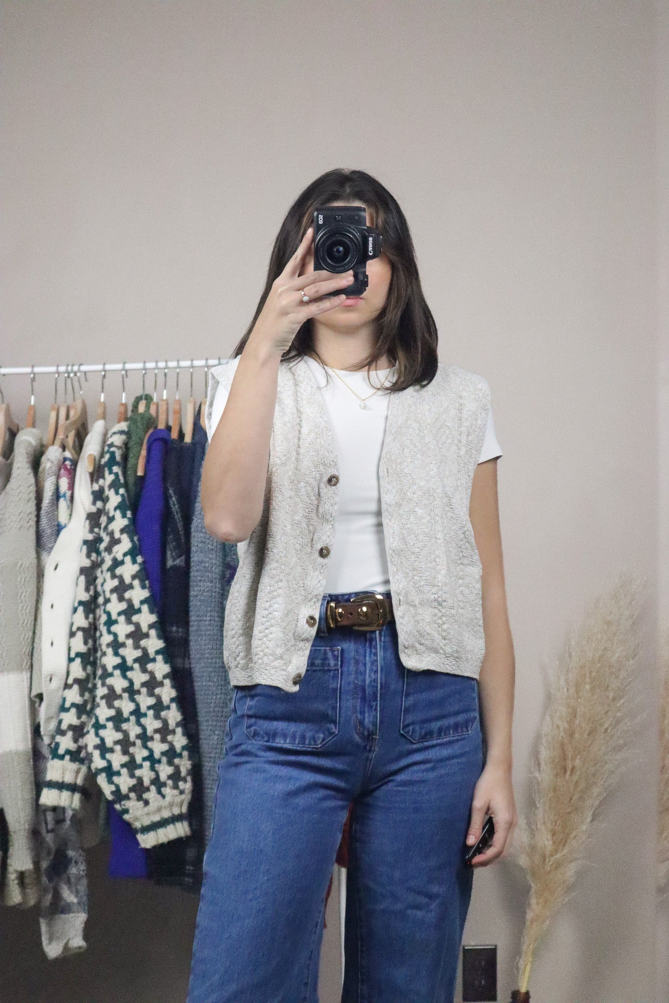 Made in USA x Vintage x Cropped Sweater Vest (M)