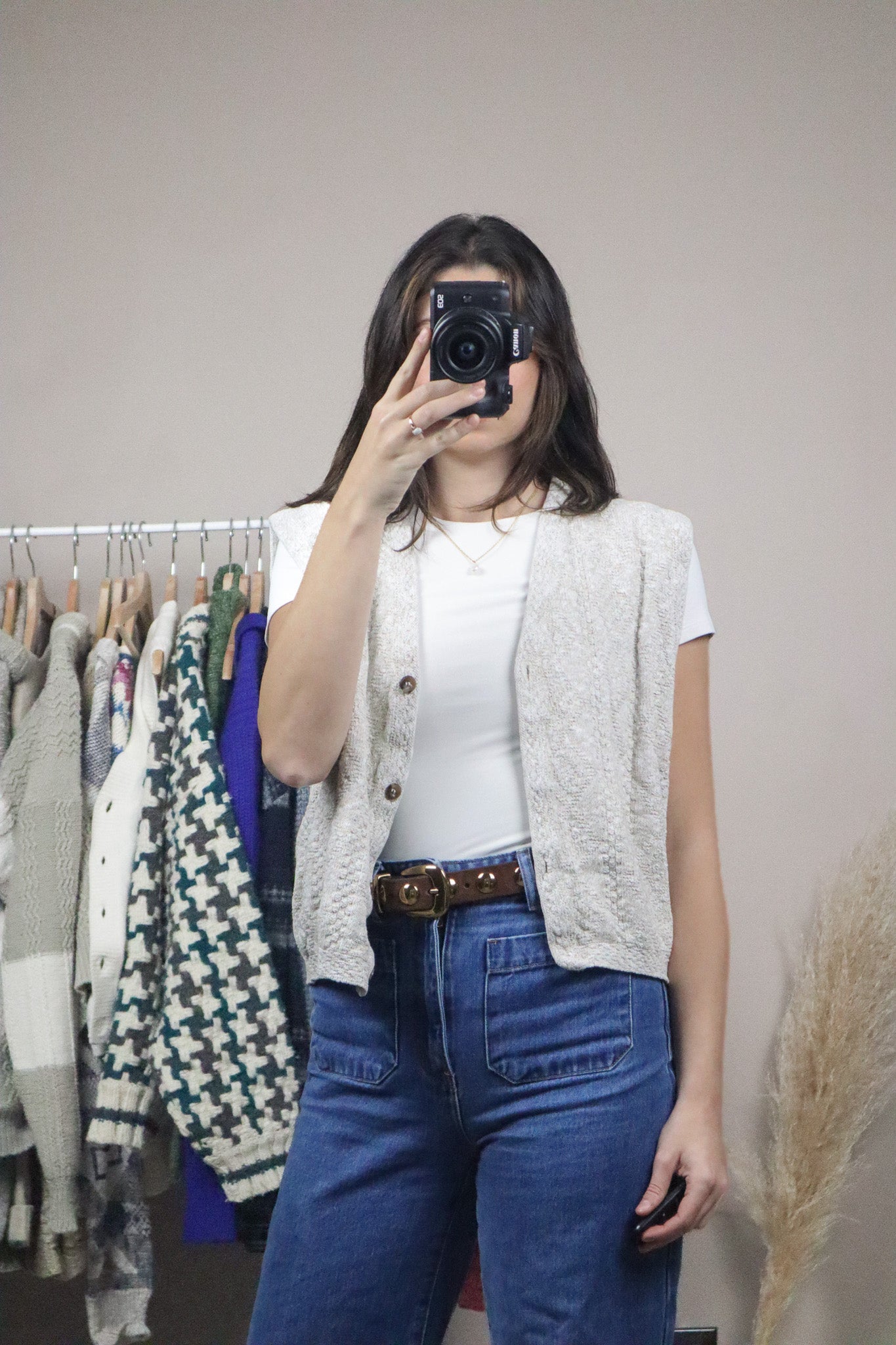 Made in USA x Vintage x Cropped Sweater Vest (M)