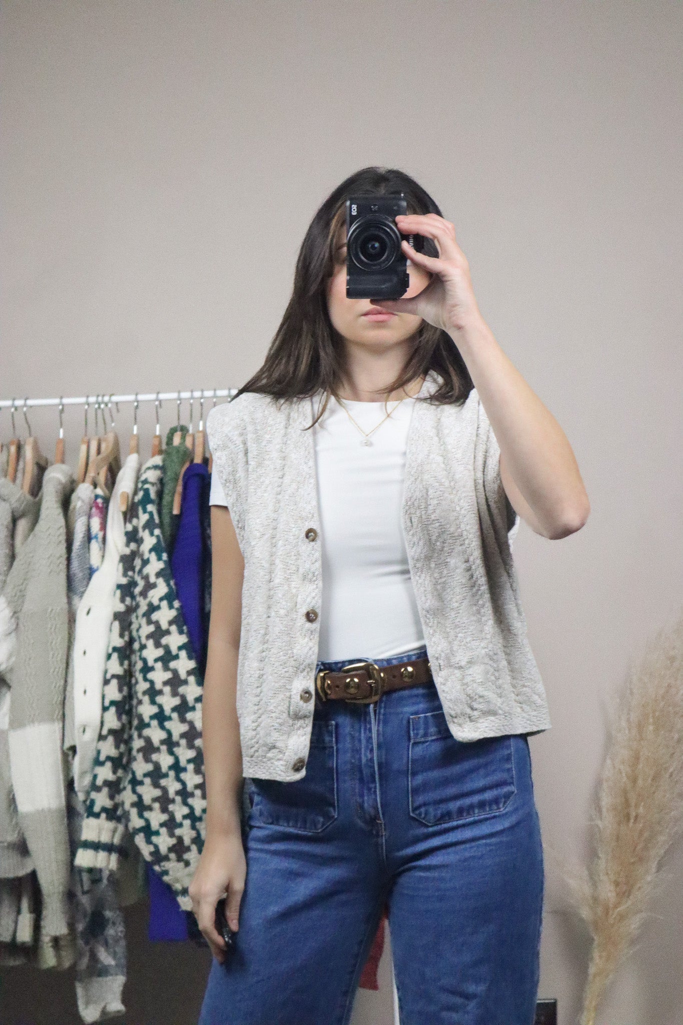 Made in USA x Vintage x Cropped Sweater Vest (M)