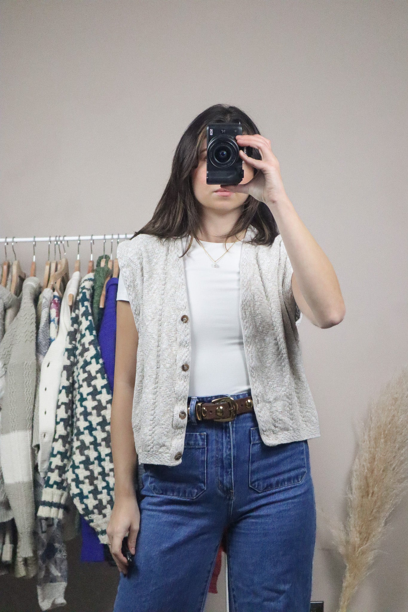 Made in USA x Vintage x Cropped Sweater Vest (M)
