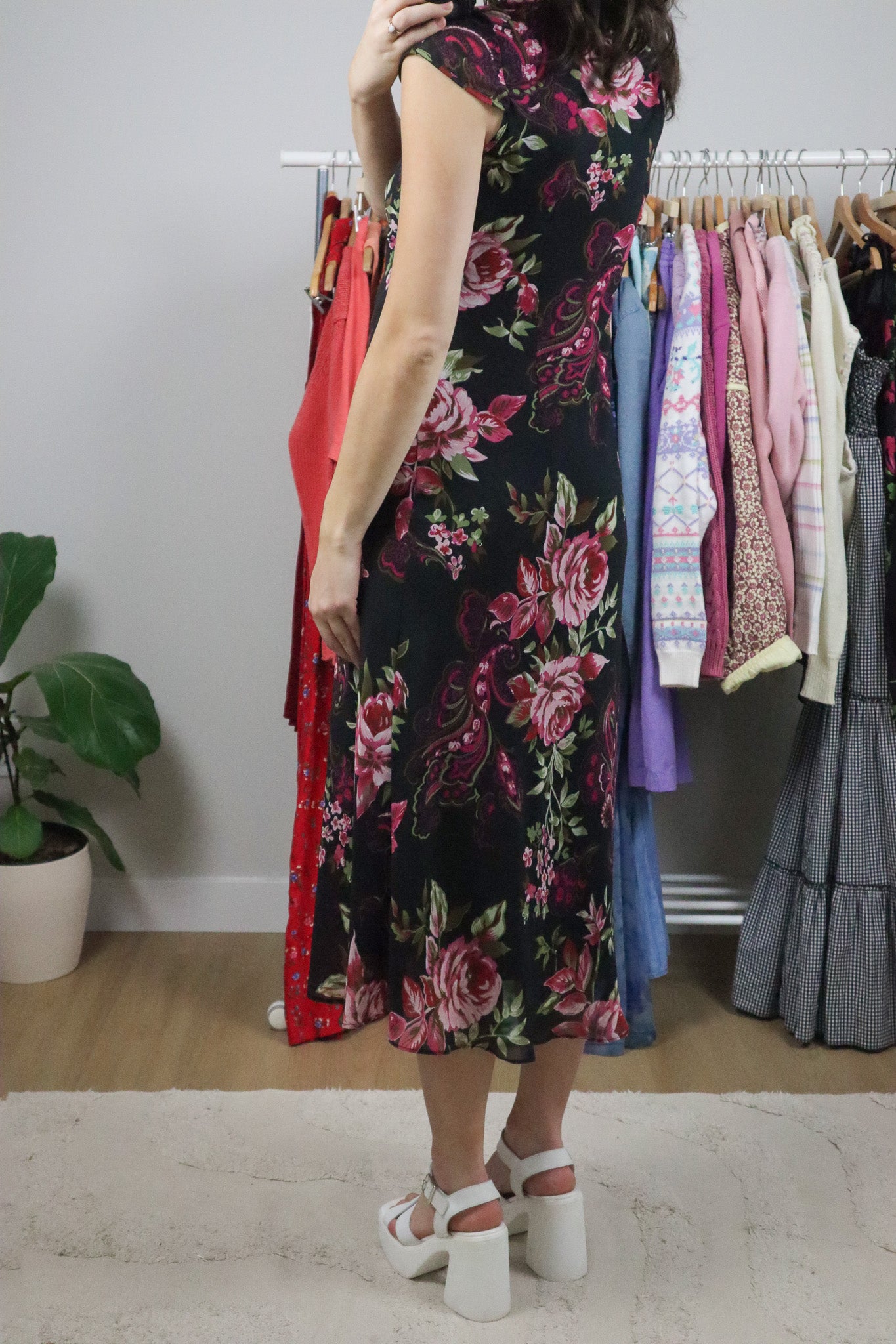 Vintage x Paisly/Floral Maxi Dress (S)