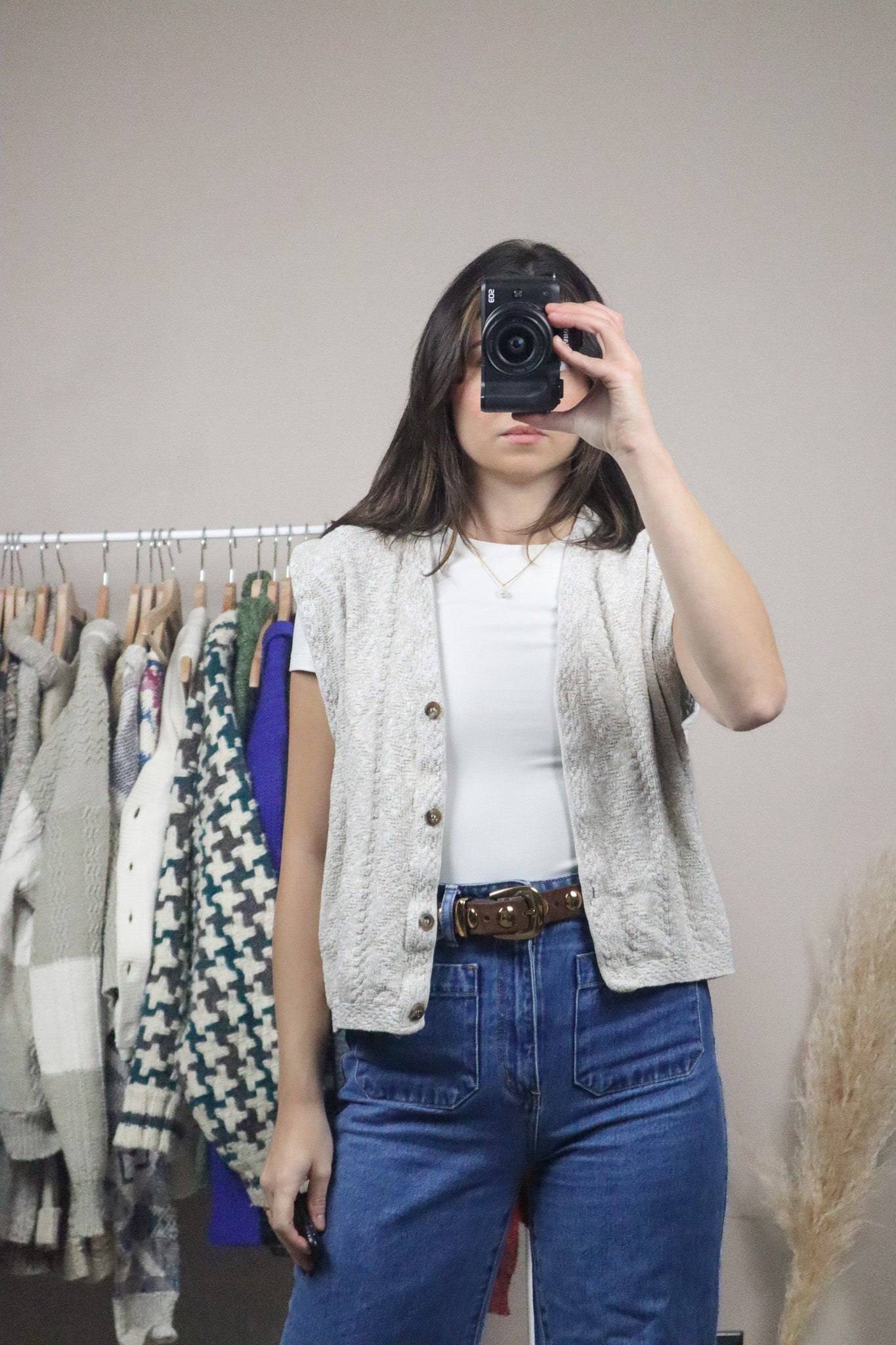 Made in USA x Vintage x Cropped Sweater Vest (M)