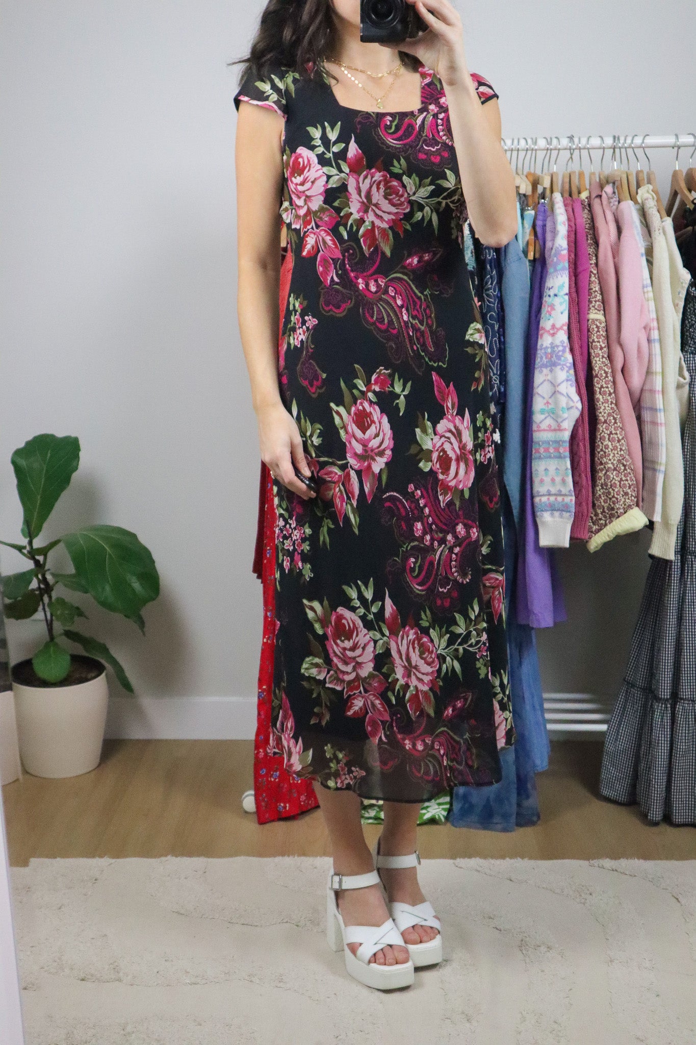 Vintage x Paisly/Floral Maxi Dress (S)