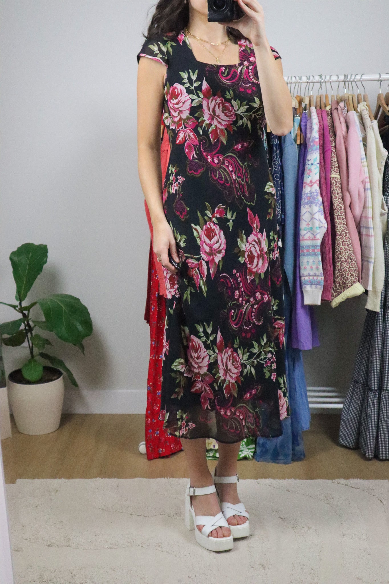 Vintage x Paisly/Floral Maxi Dress (S)
