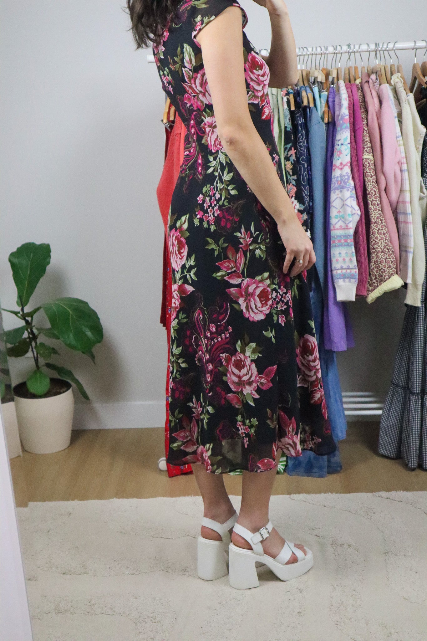 Vintage x Paisly/Floral Maxi Dress (S)