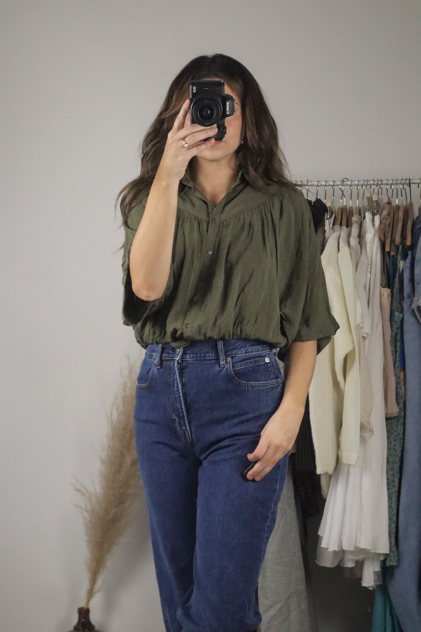 Free People x Cropped Button Up Blouse (S)