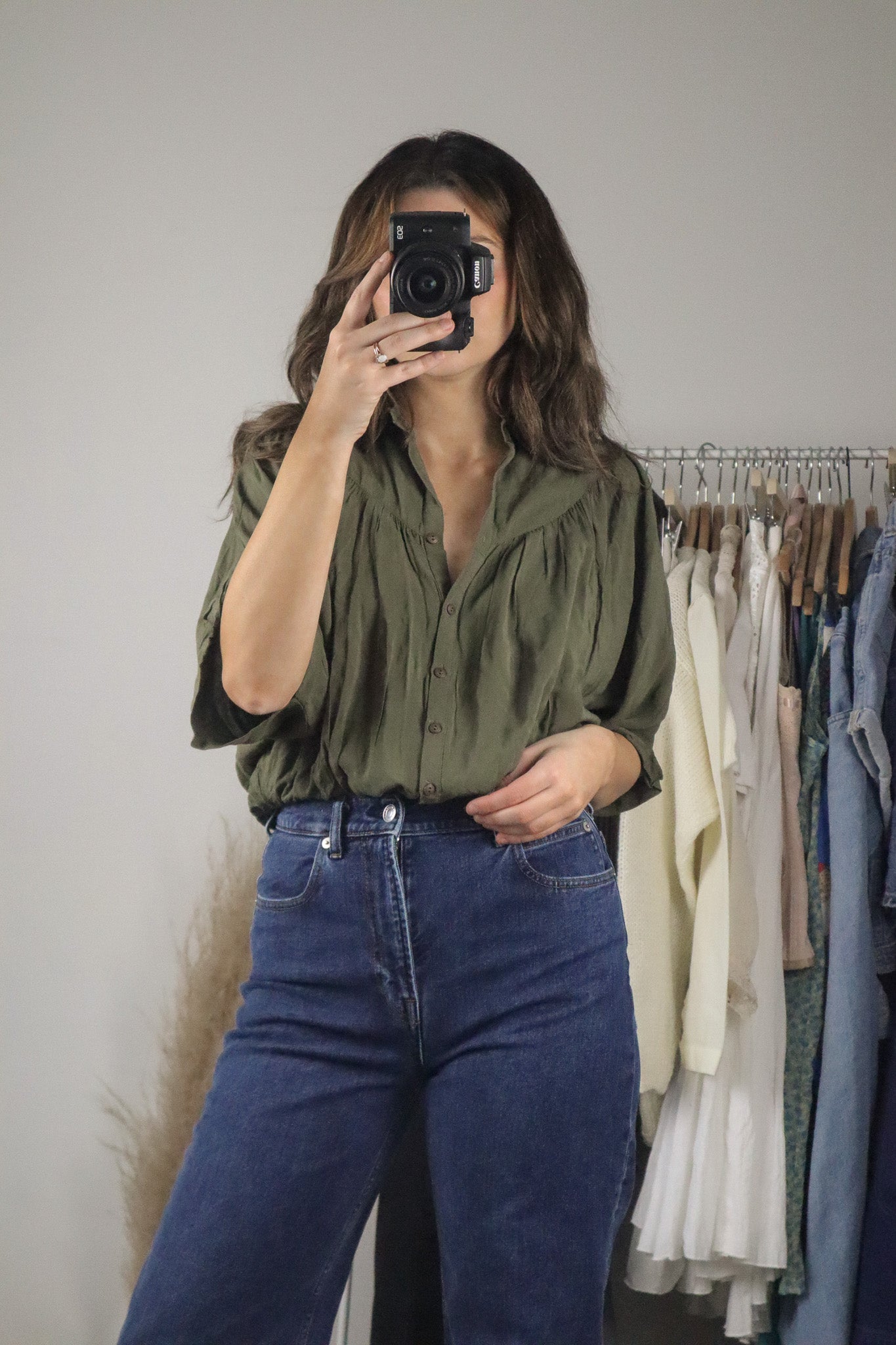 Free People x Cropped Button Up Blouse (S)