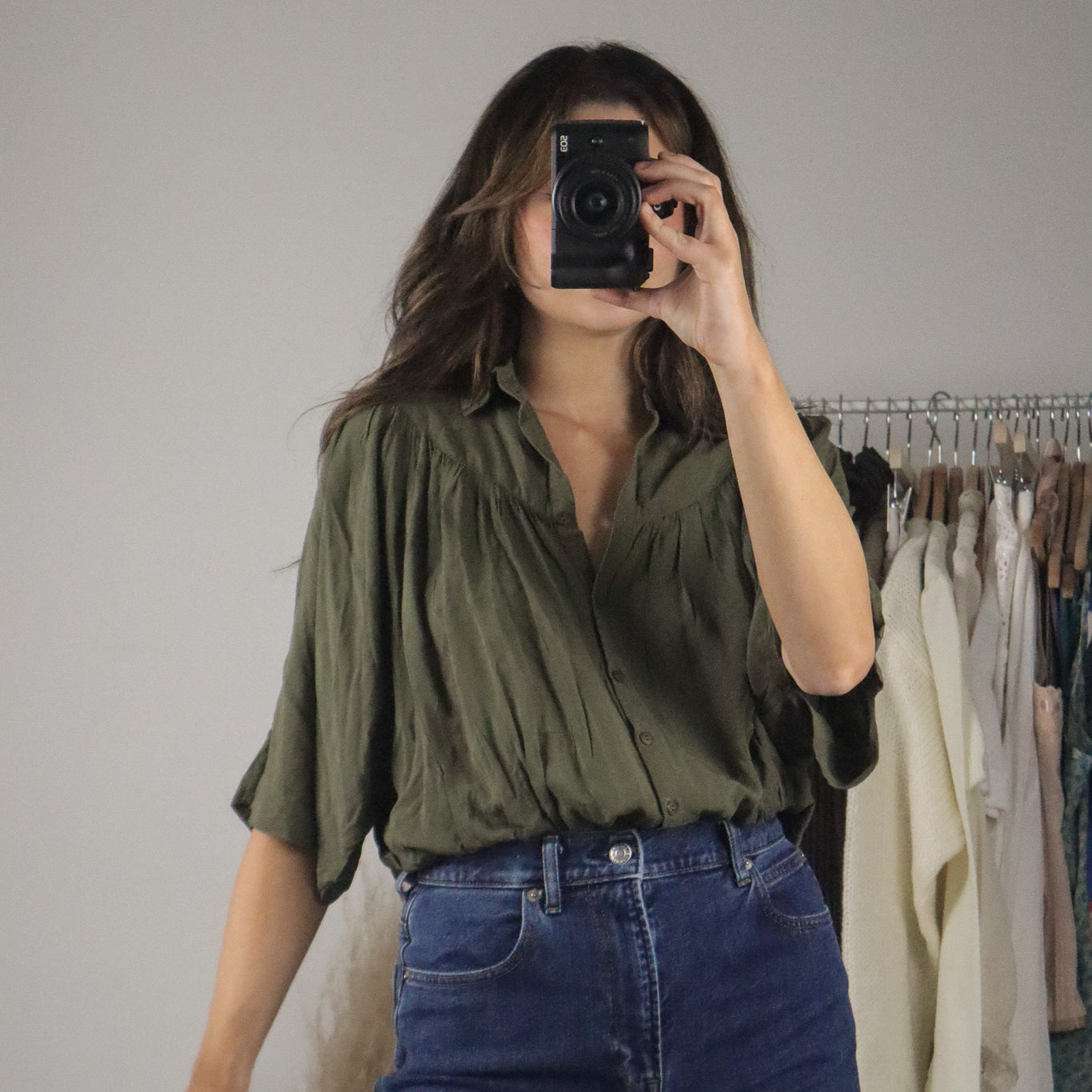 Free People x Cropped Button Up Blouse (S)