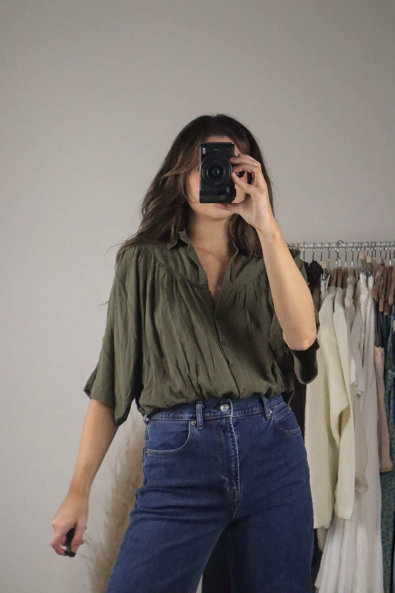 Free People x Cropped Button Up Blouse (S)