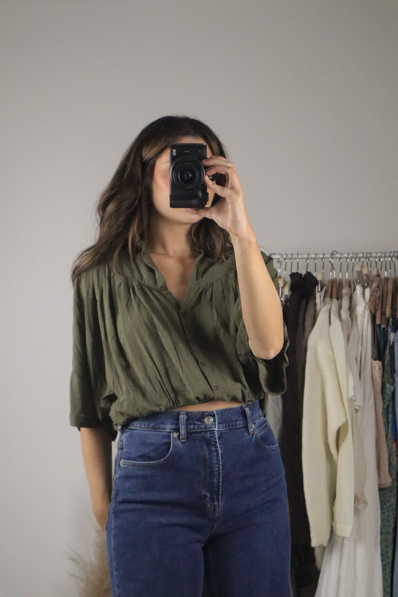 Free People x Cropped Button Up Blouse (S)