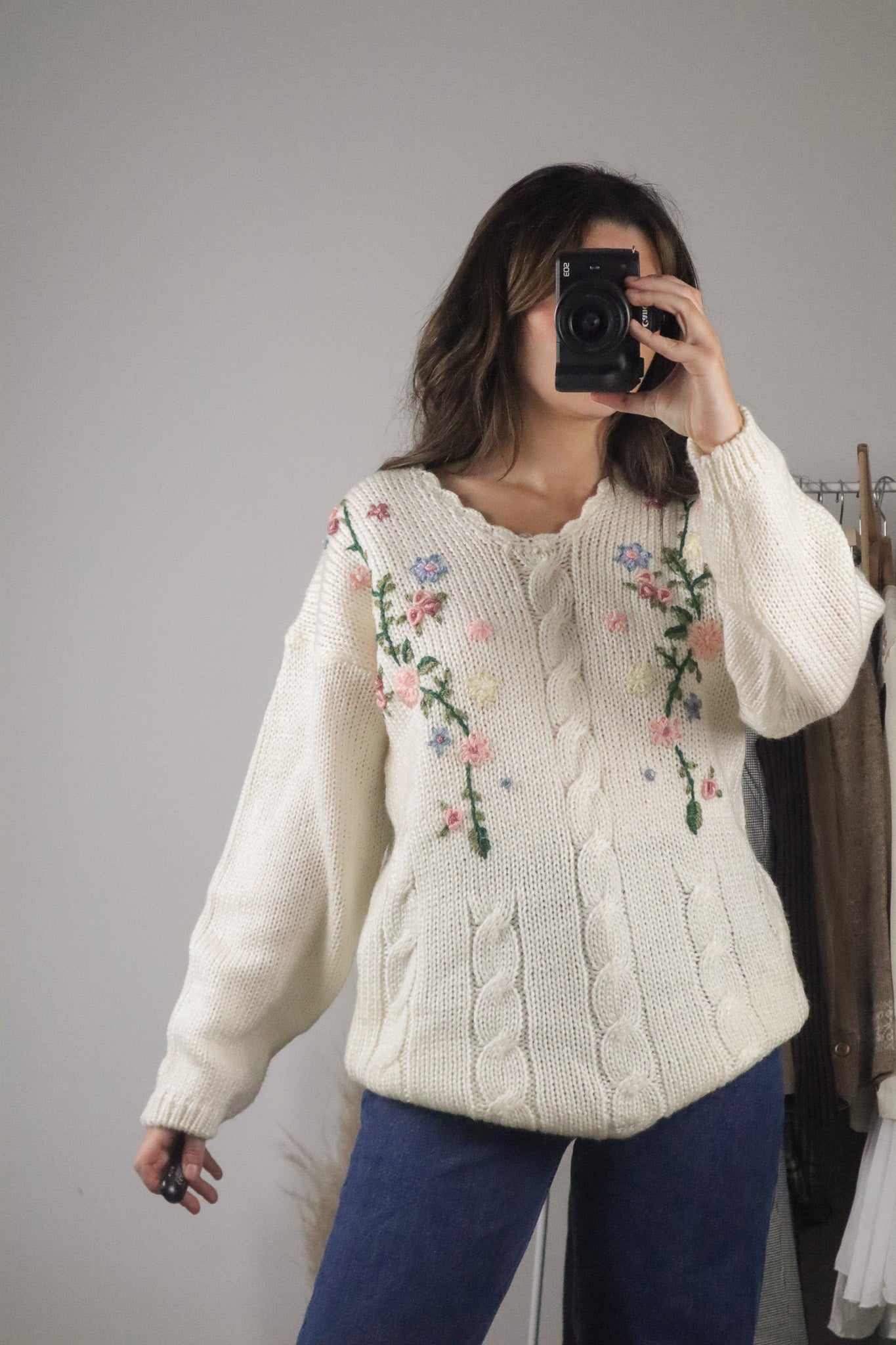 Vintage x Floral Knit Sweater (M)