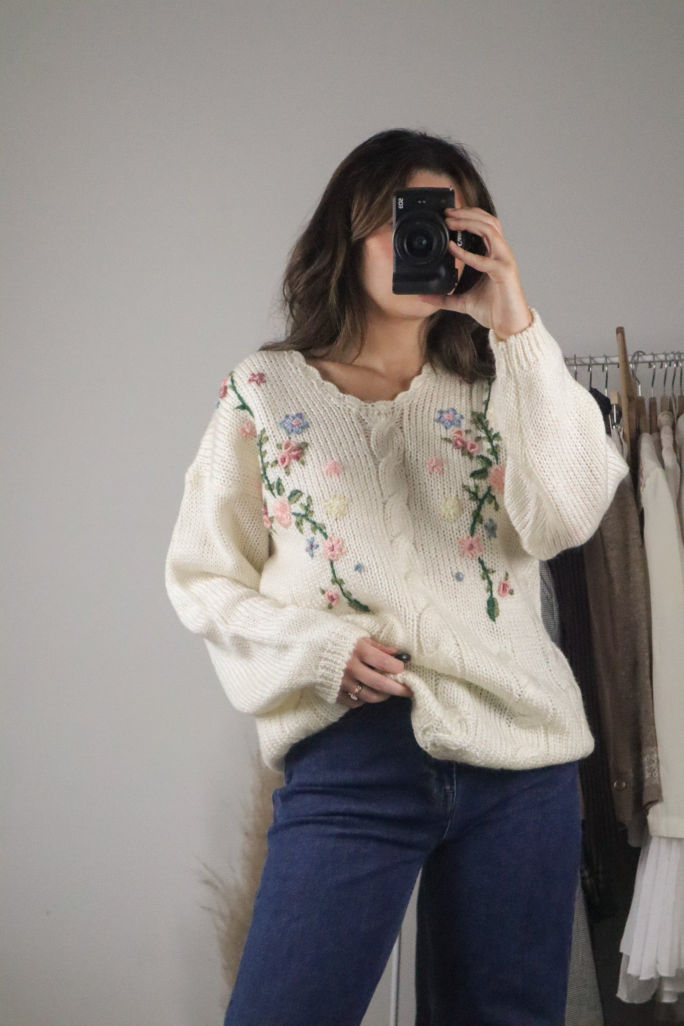Vintage x Floral Knit Sweater (M)