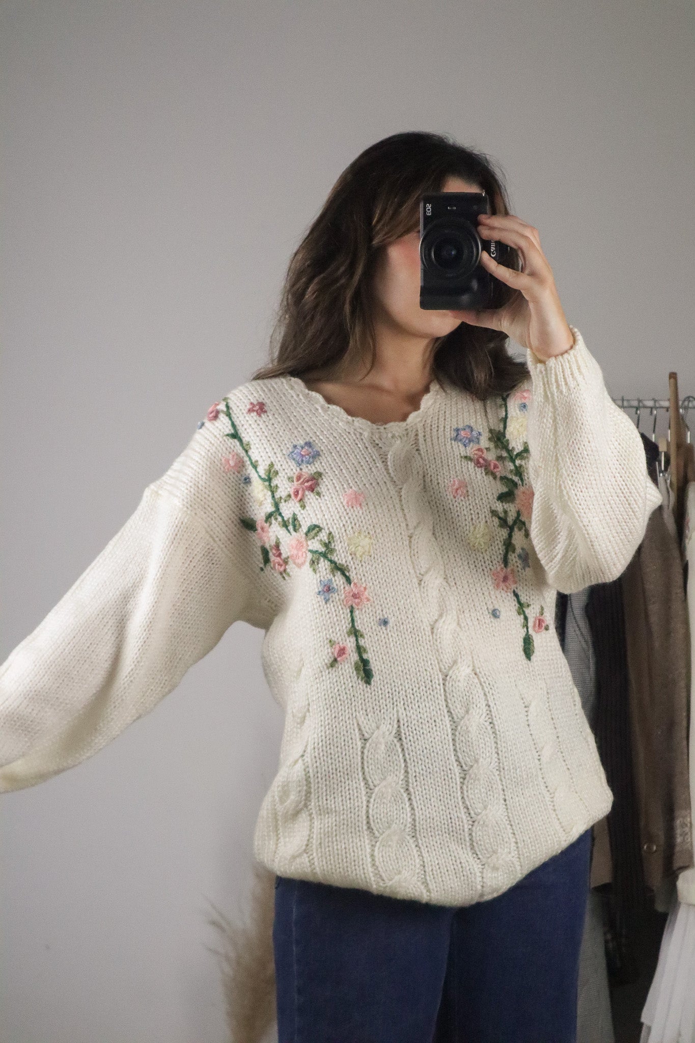 Vintage x Floral Knit Sweater (M)
