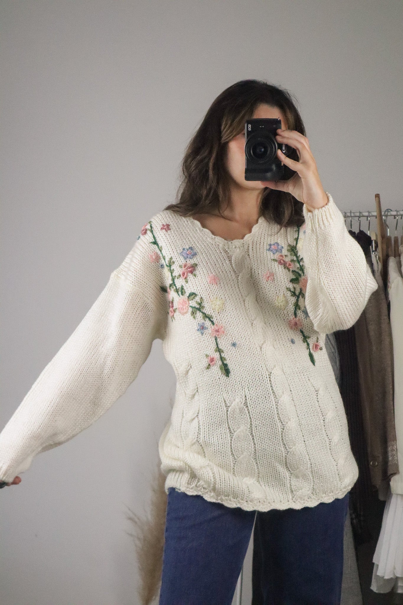 Vintage x Floral Knit Sweater (M)