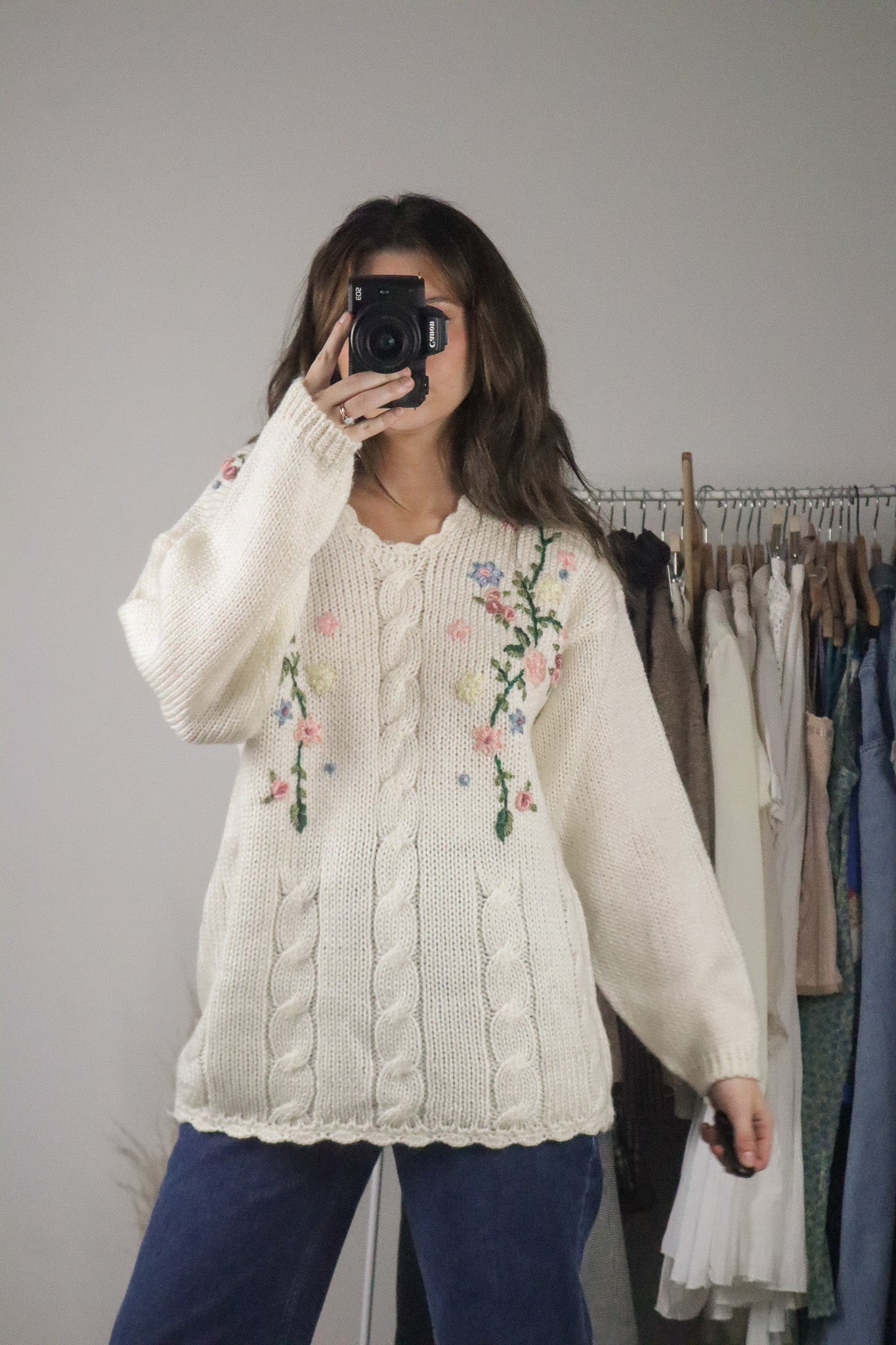 Vintage x Floral Knit Sweater (M)