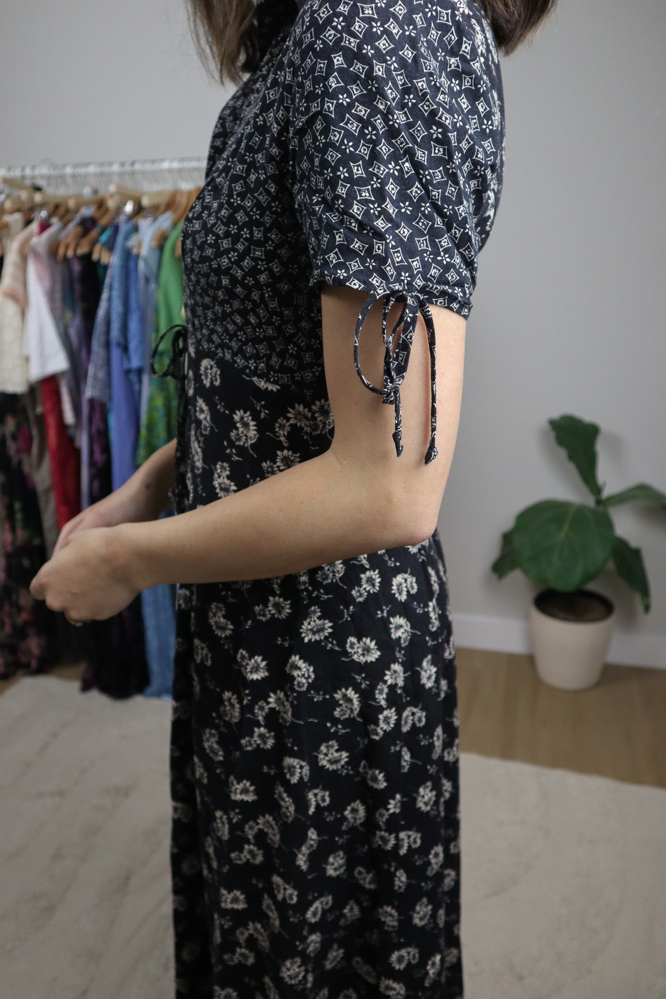 Made in Canada x Vintage x Multi-patterned Collar Maxi Dress (S)