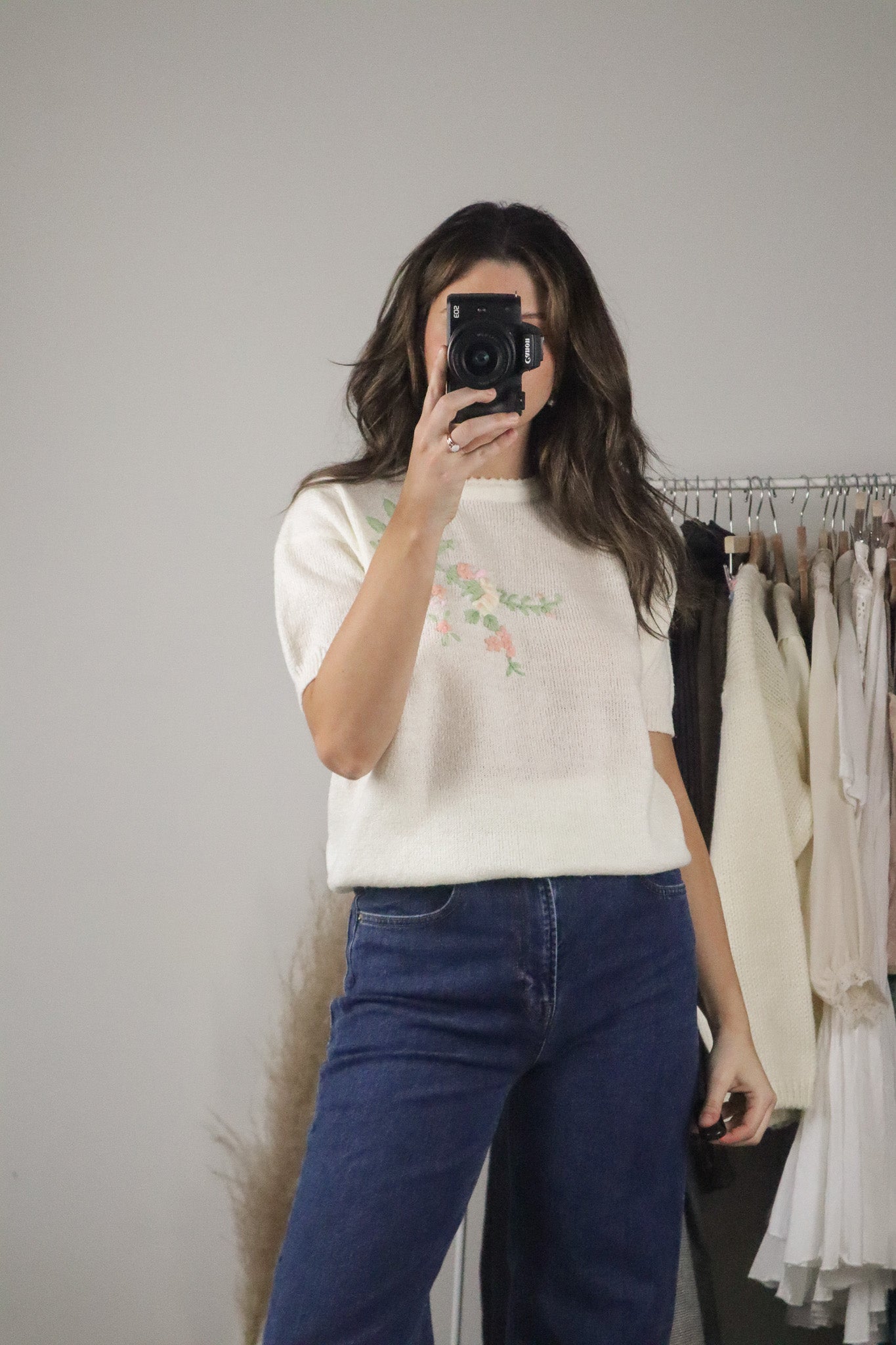 Vintage x Short-Sleeve Floral Knit (M)