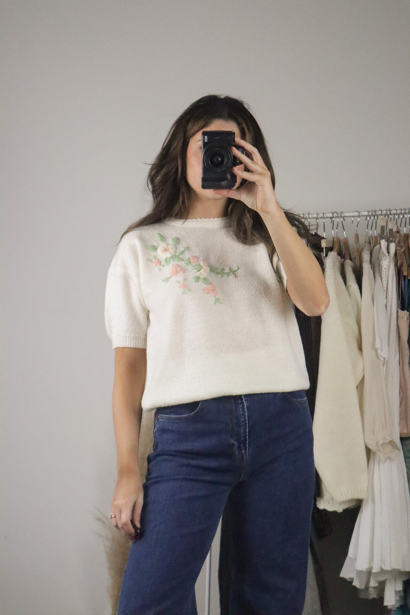 Vintage x Short-Sleeve Floral Knit (M)