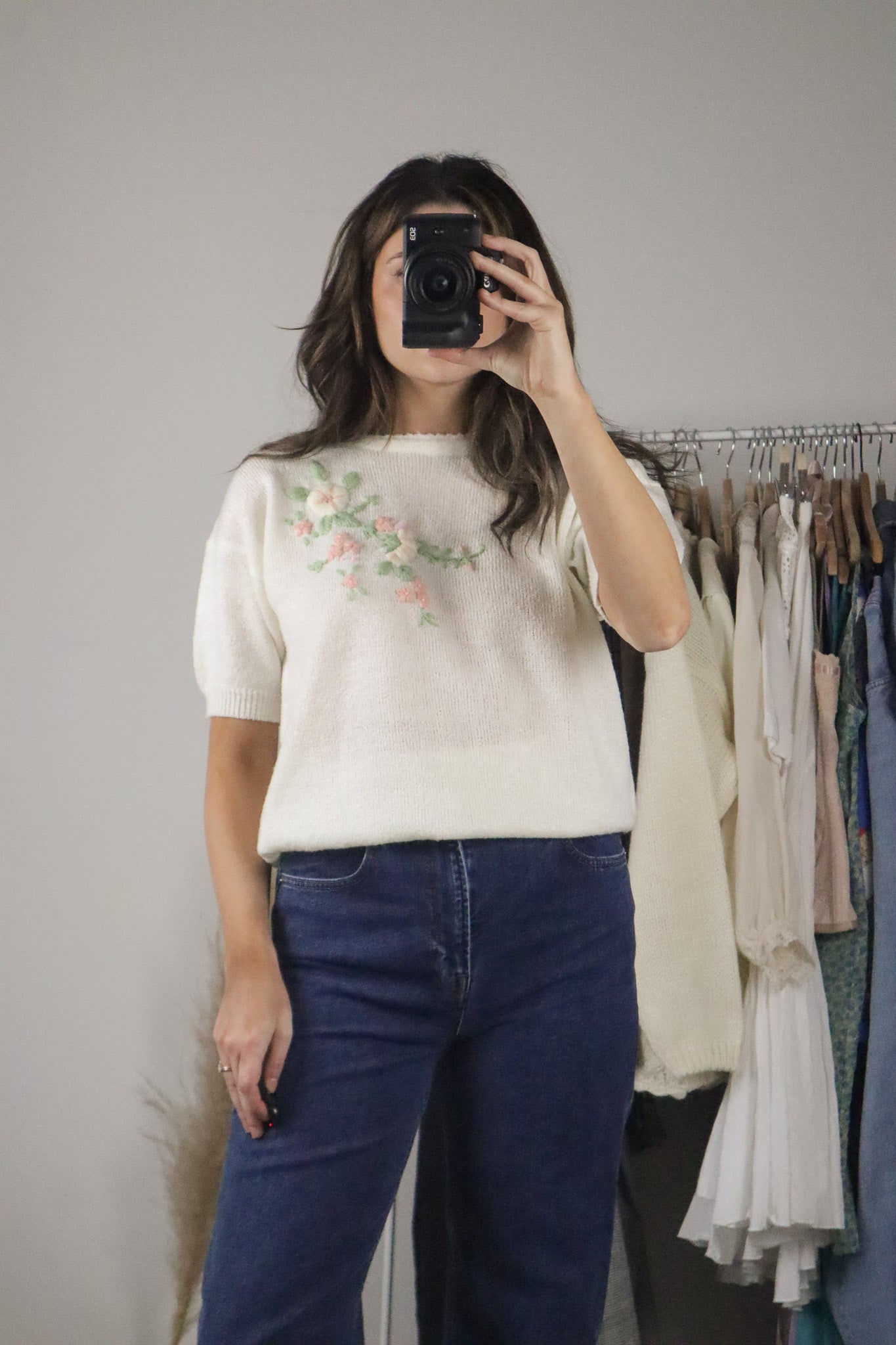 Vintage x Short-Sleeve Floral Knit (M)