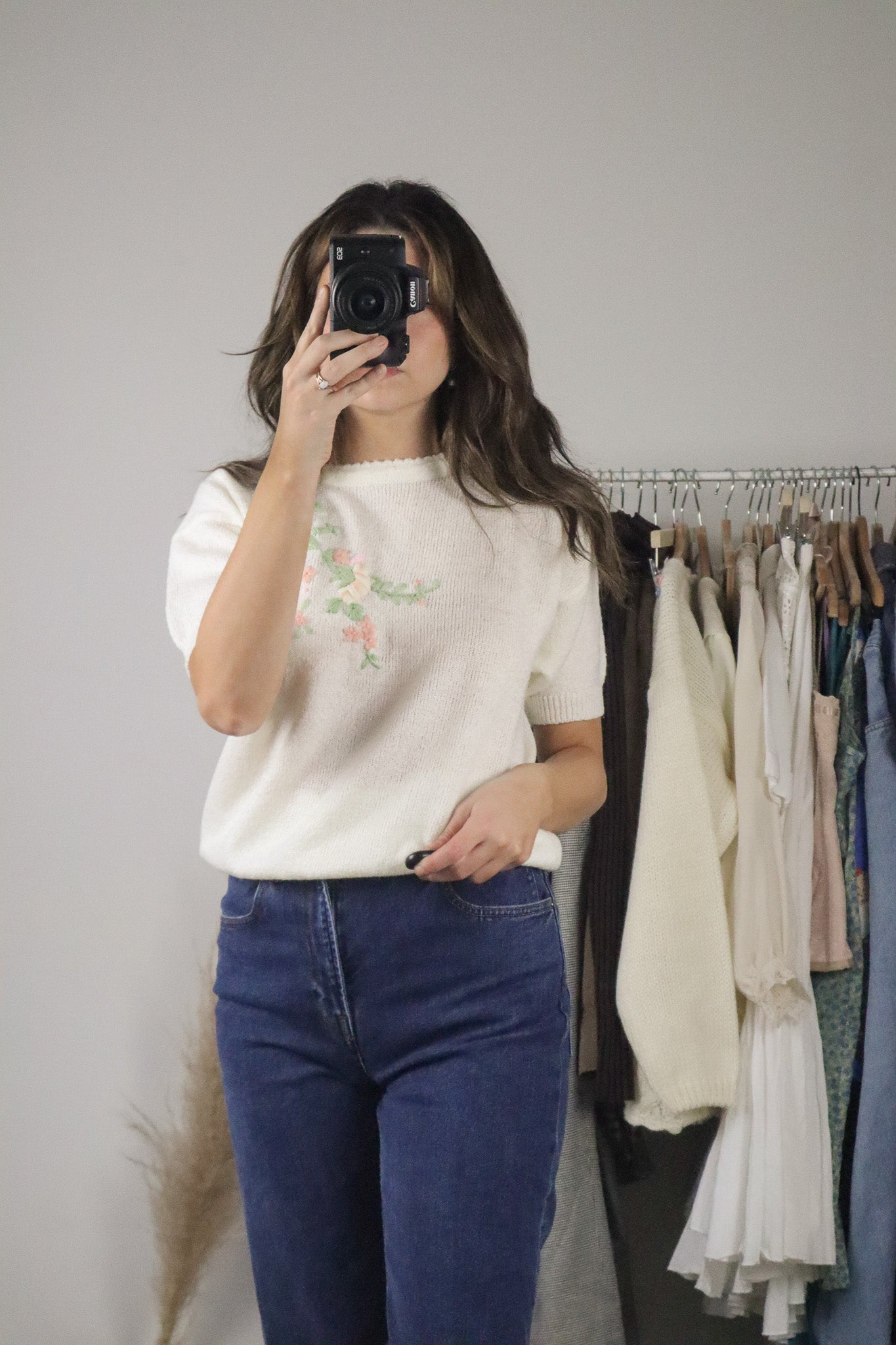 Vintage x Short-Sleeve Floral Knit (M)