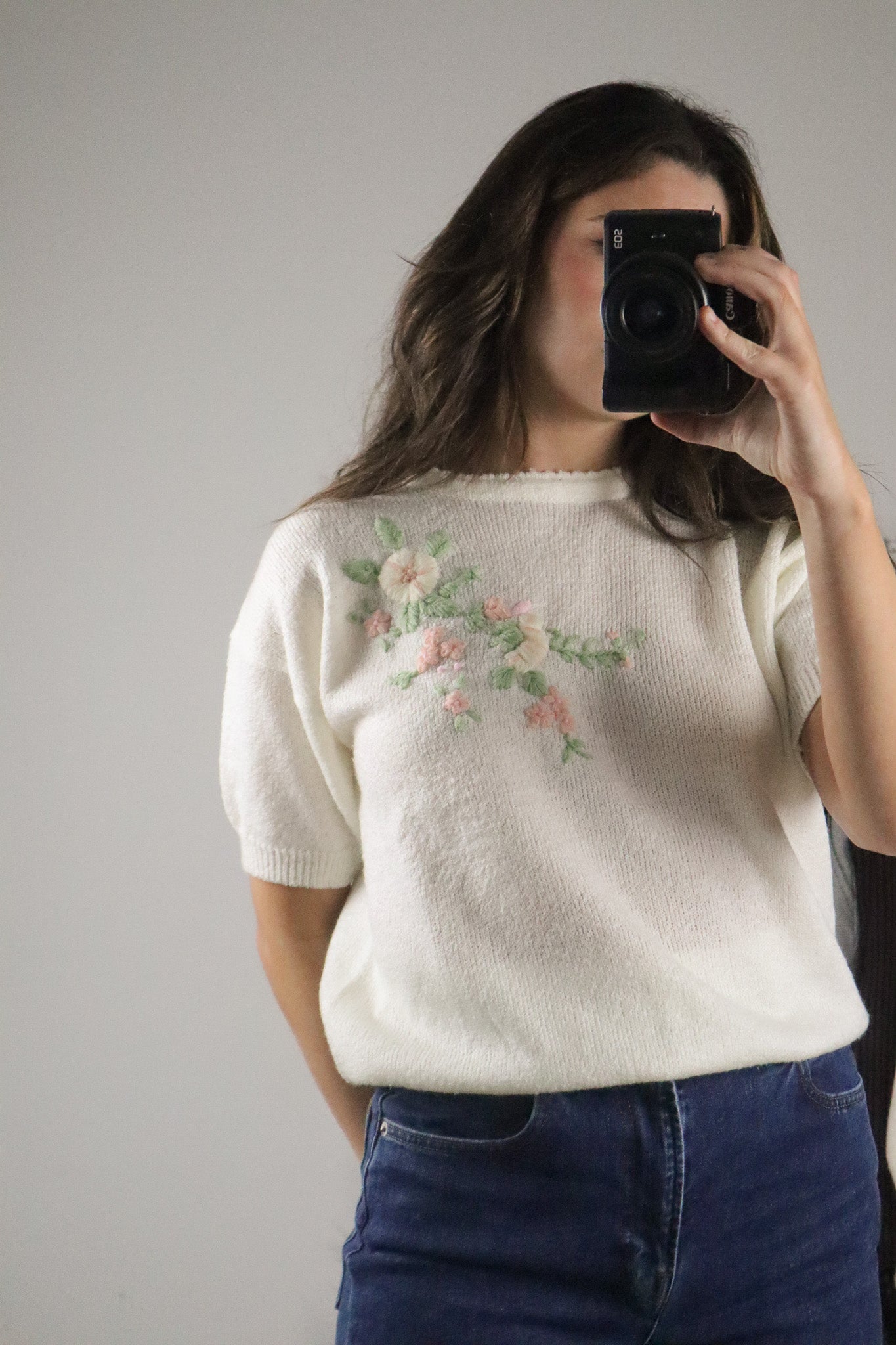 Vintage x Short-Sleeve Floral Knit (M)