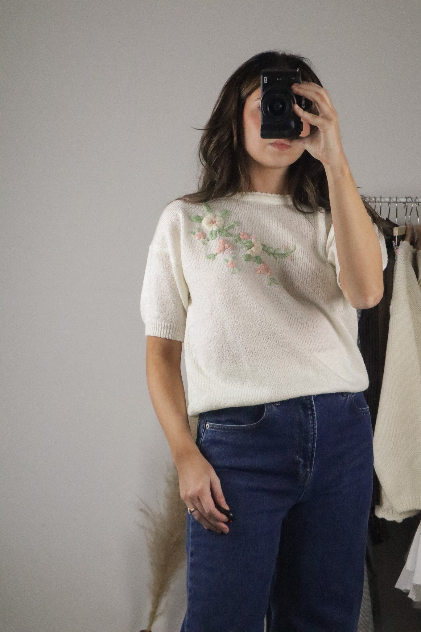 Vintage x Short-Sleeve Floral Knit (M)